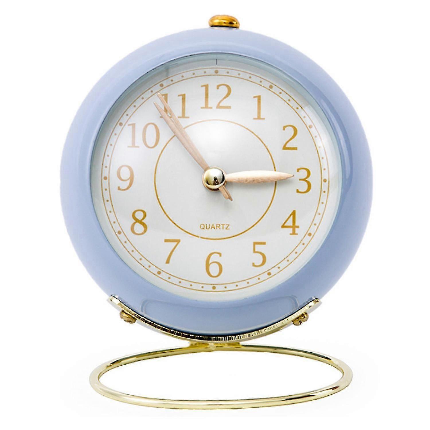 Justup Silent Small Table Clocks Alarm Clock No-ticking Battery Operated Tabletop Analog Alarm Clock --- Purple O