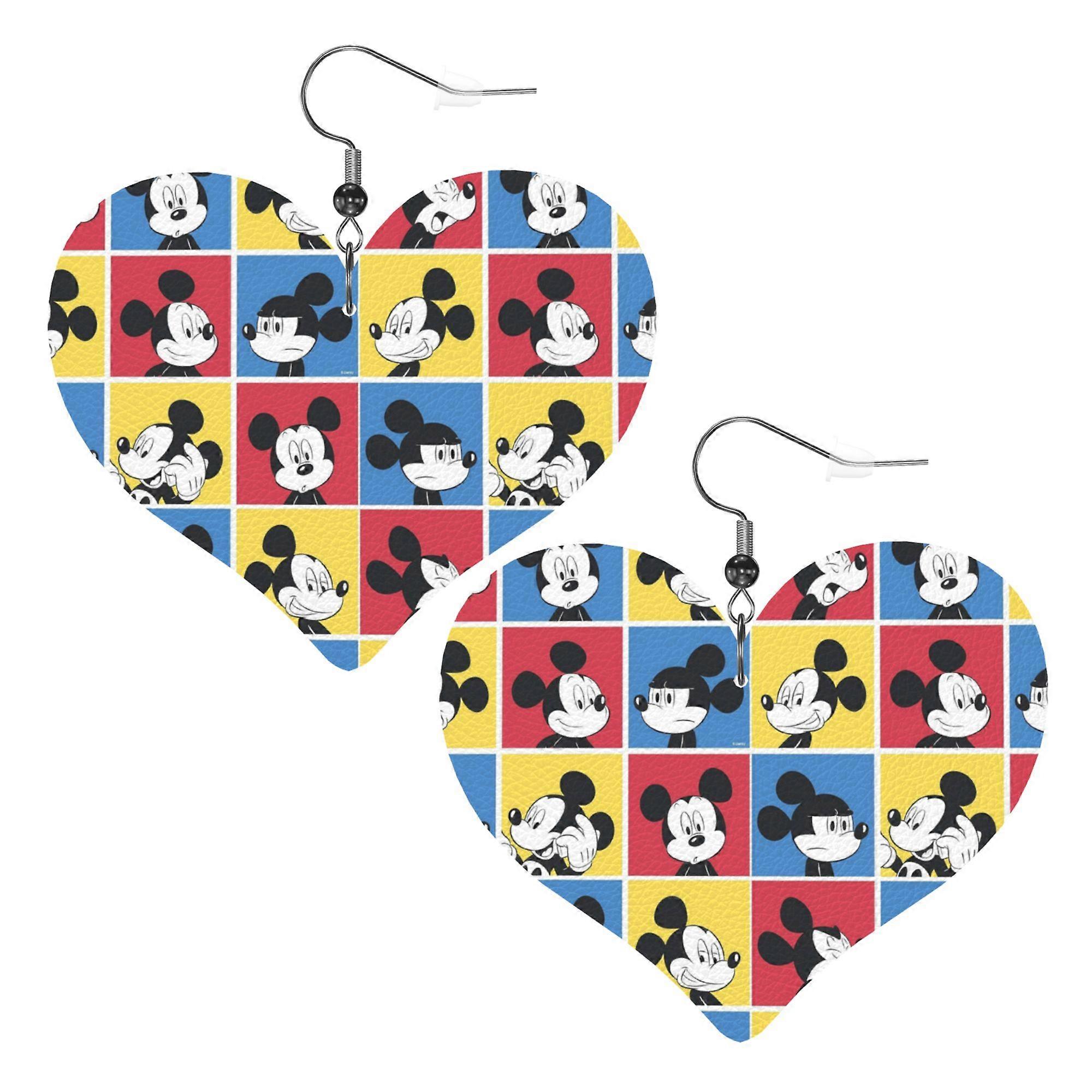 Cartoon Mickey Mouse Leather Earrings Christmas Decorative Design Faux Leather Earring Lightweight Dangle Drop Earrings for Women