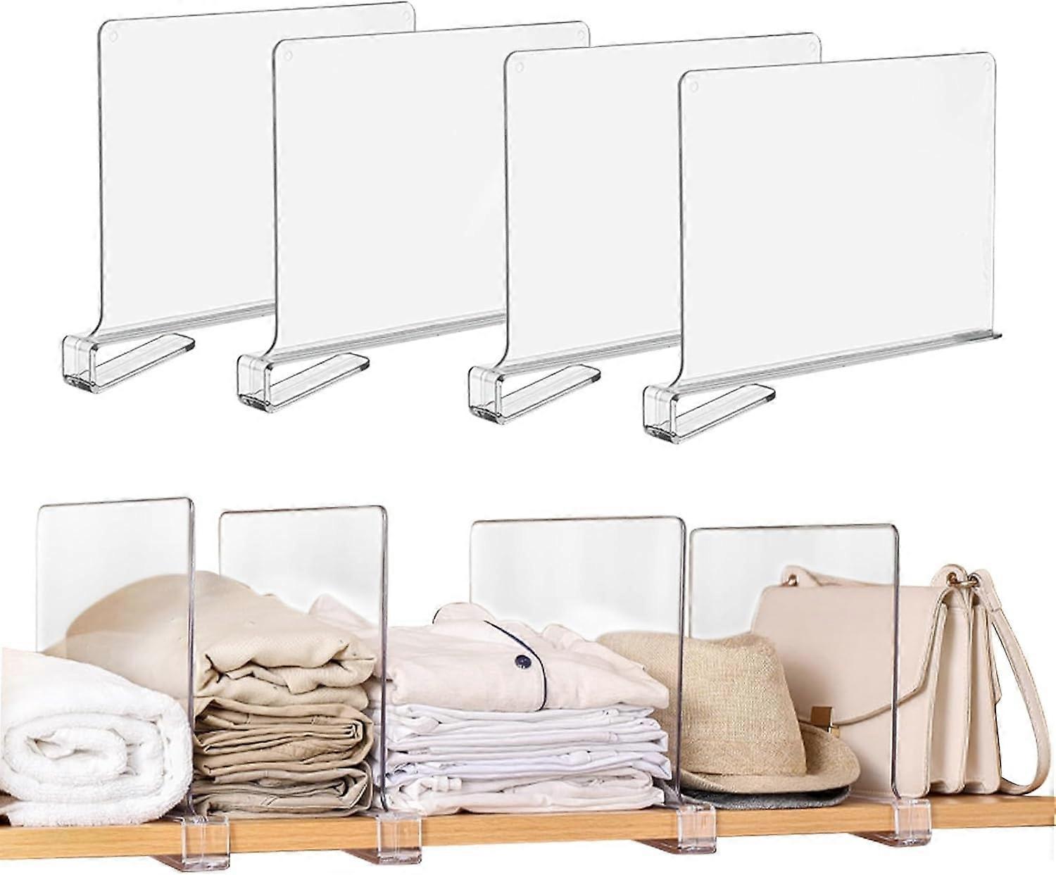8 Pack Shelf Dividers Cupboard Organiser Clear Acrylic Closet Separator Transparent Storage Partitio