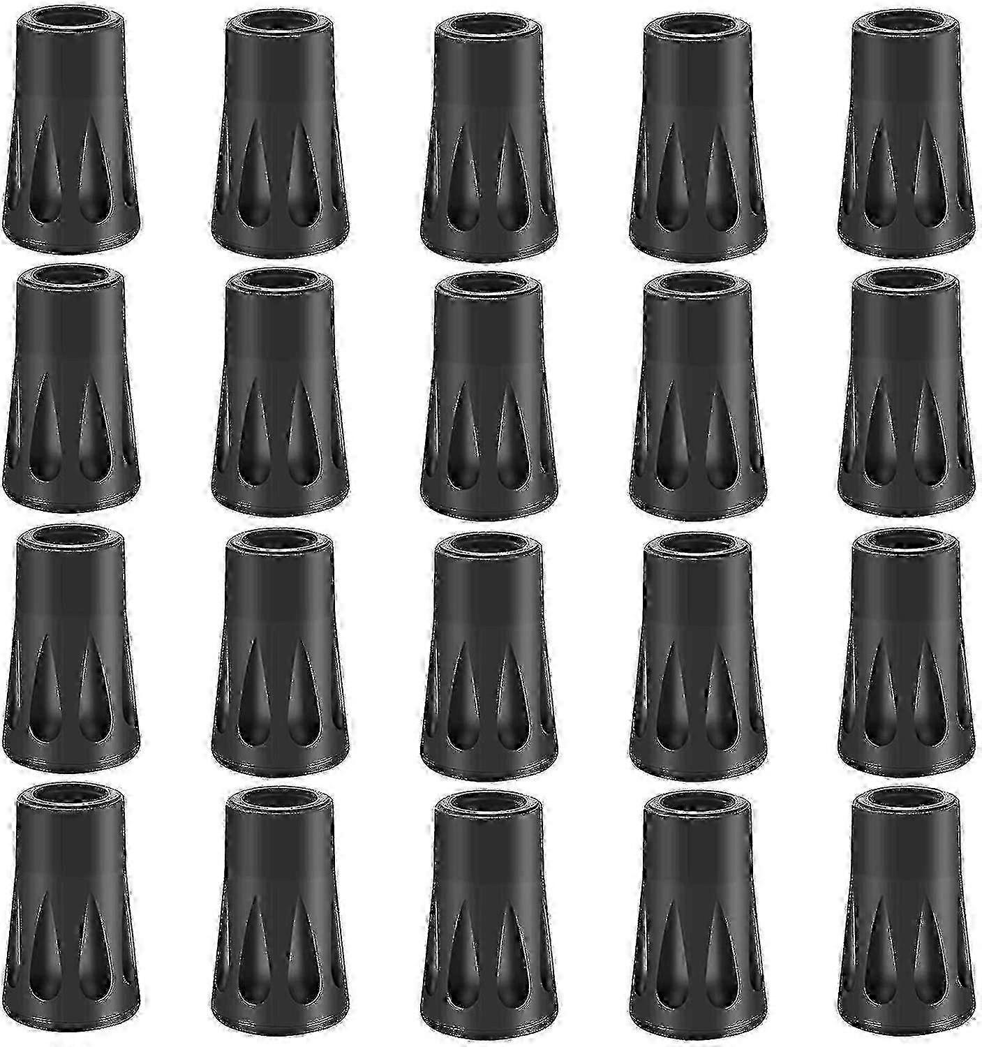 Hiking pole rubber tips - 20-piece buffer set for Nordic walking sticks