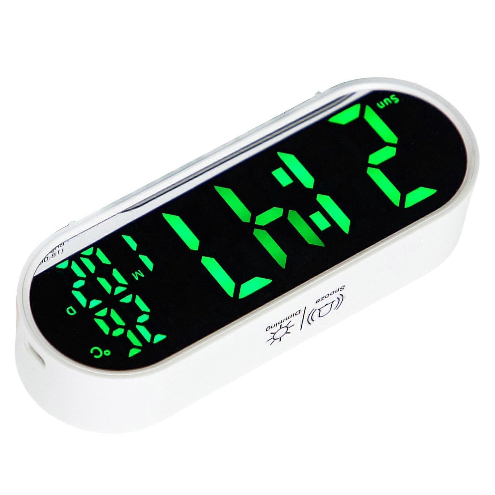 Digital Alarm Clock With Large LED Display And Rechargeable Battery For Home Or Office Decoration Modern Look  White