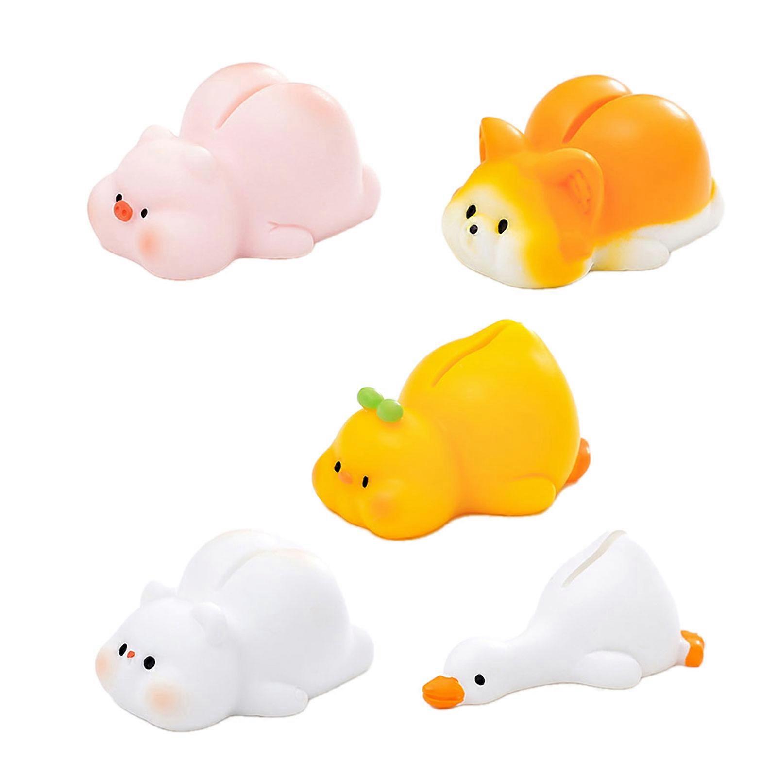 5Pcs Animal Shape Table Number Stand Resin Name Card Stands Picture Memos Note Display Stand for Office Organization Multicolor