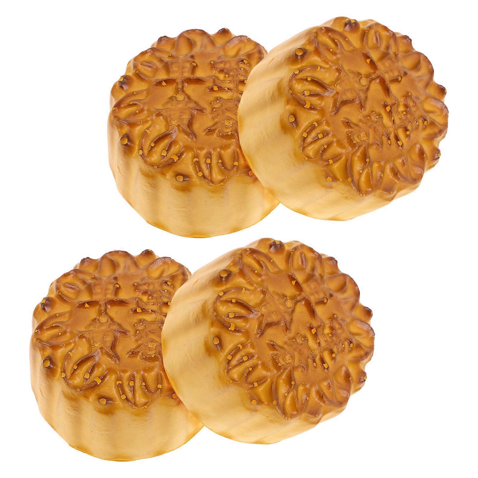 Faux Moon Cake for Decoration 4Pcs PU Material Realistic Artificial Cake