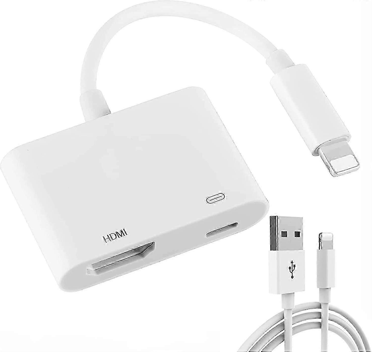 Hdmi Adapter, Hdmi Digital AV Adapter for iPhone, Audio Video Sync Screen Converter 1080P iPhone Adapter to Hdmi Compatible