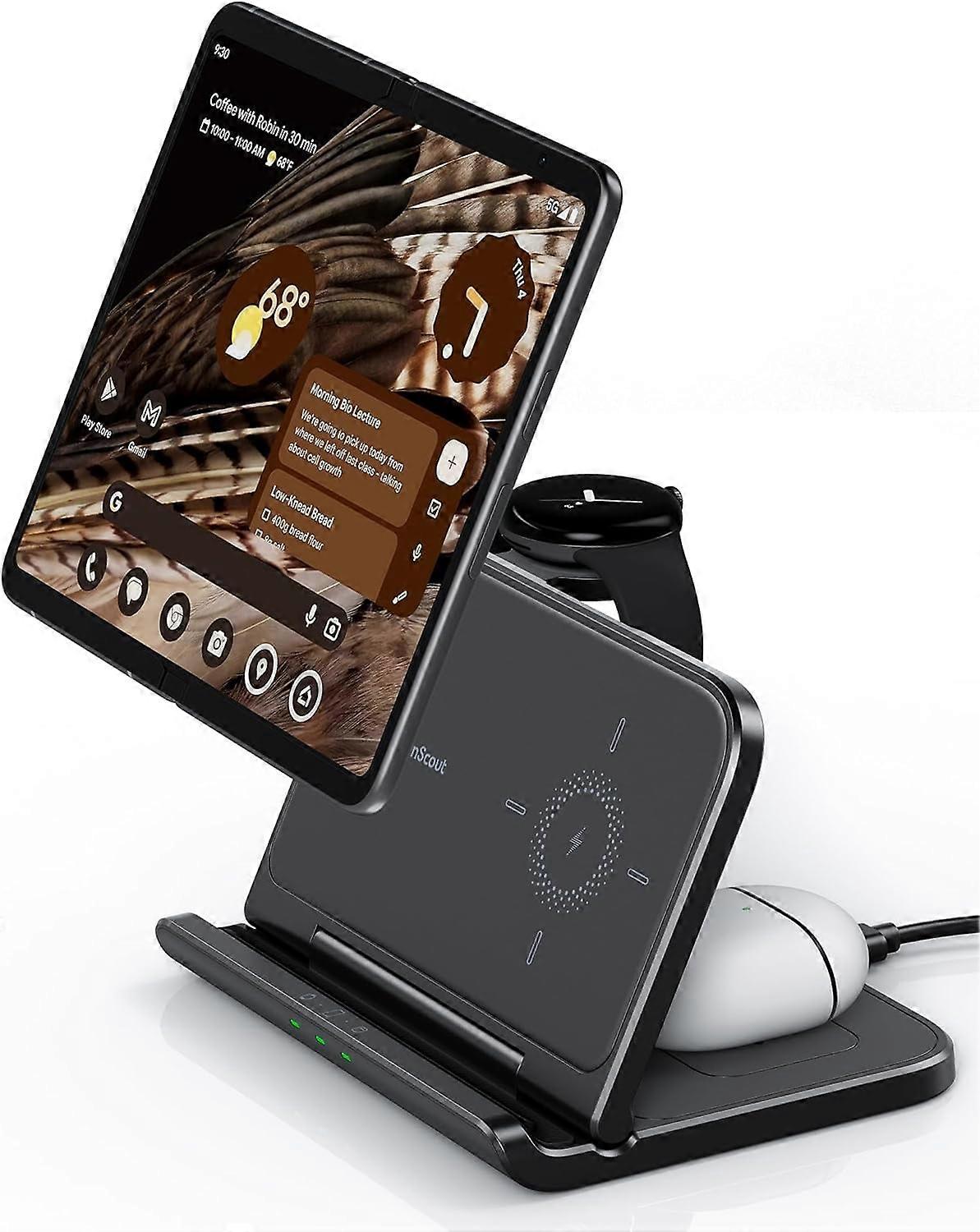 Wireless Charger for Google Pixel Fold, 25W 3 in 1 Fast Wireless Charging Station Stand for Pixel Fold/Galaxy Z Fold