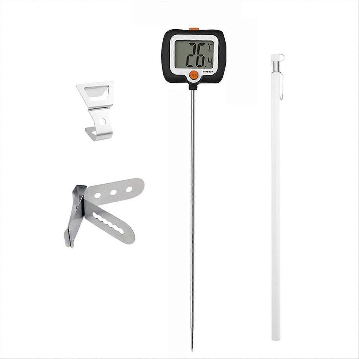 Temperature Gauge Candy Long Probe Kitchen Meter with Pot Clip Deep Fry Oil Temperature Gauge with Rotatable Display A