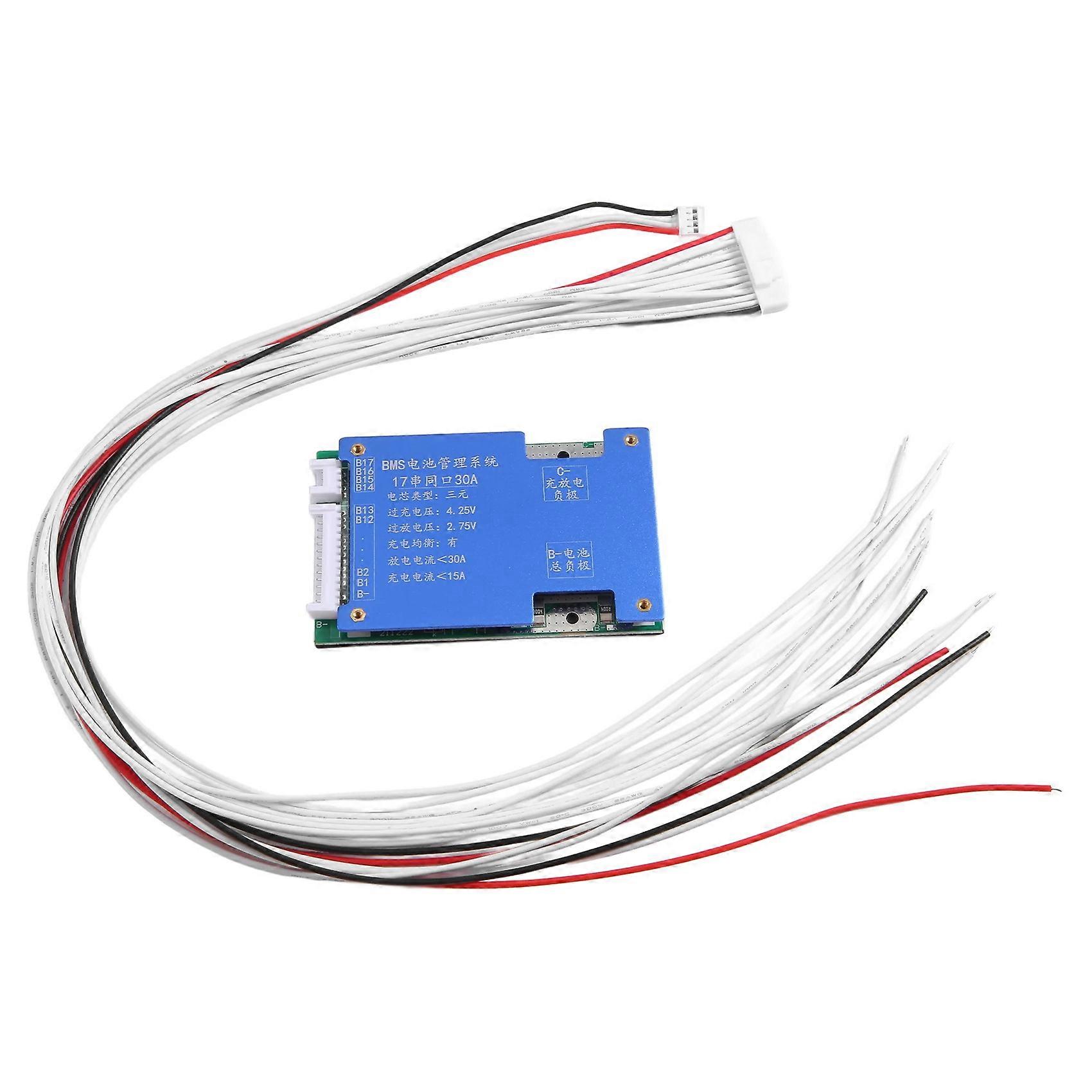 18650 Battery Bms 17S 30A 60V Li-Ion Battery Common Port Charging Pad with NTC Temperature Protection for Escooter