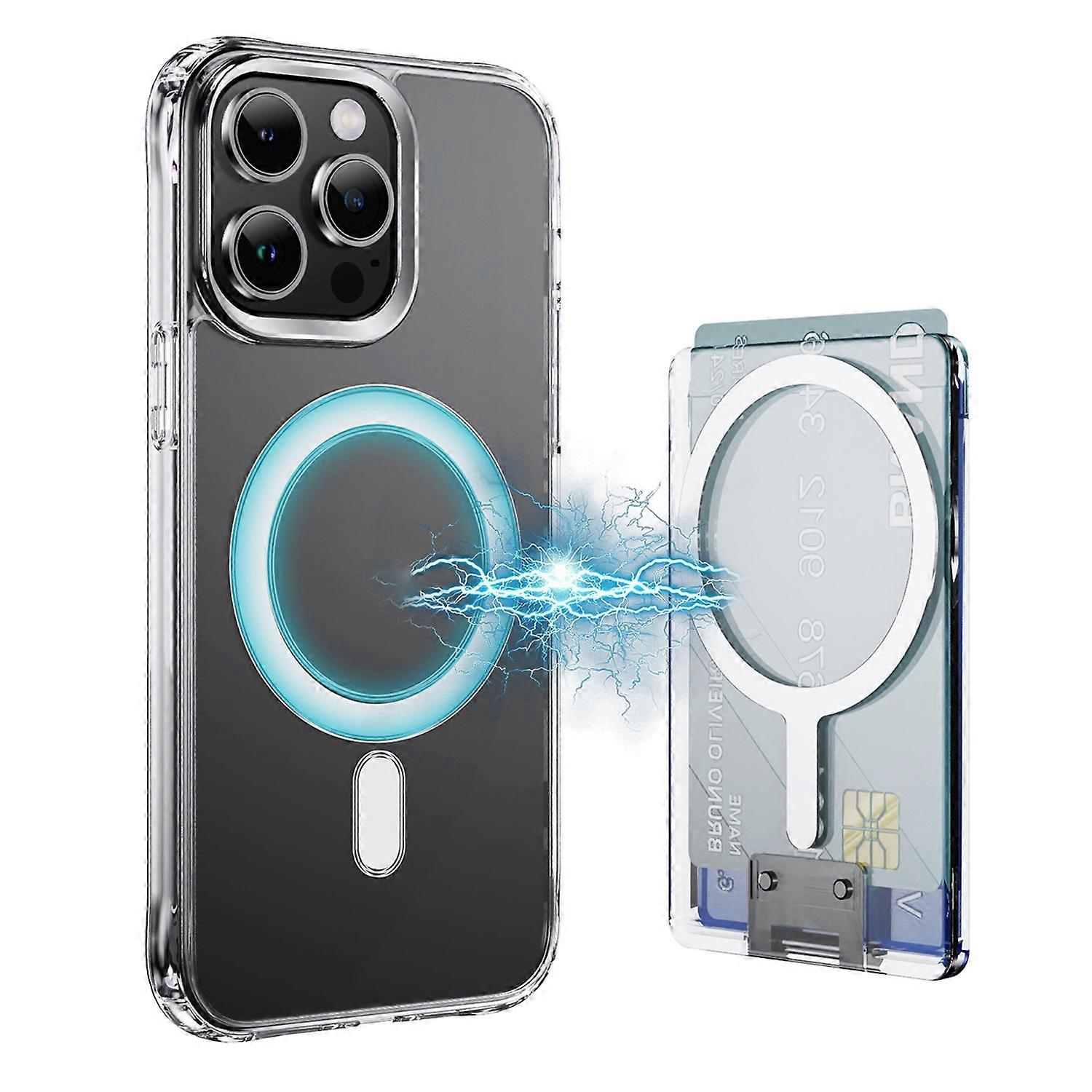 Magnetic Card Holder with Kickstand RFID Blocking Transparent Anti Scratch Design Slim Phone Card Ca