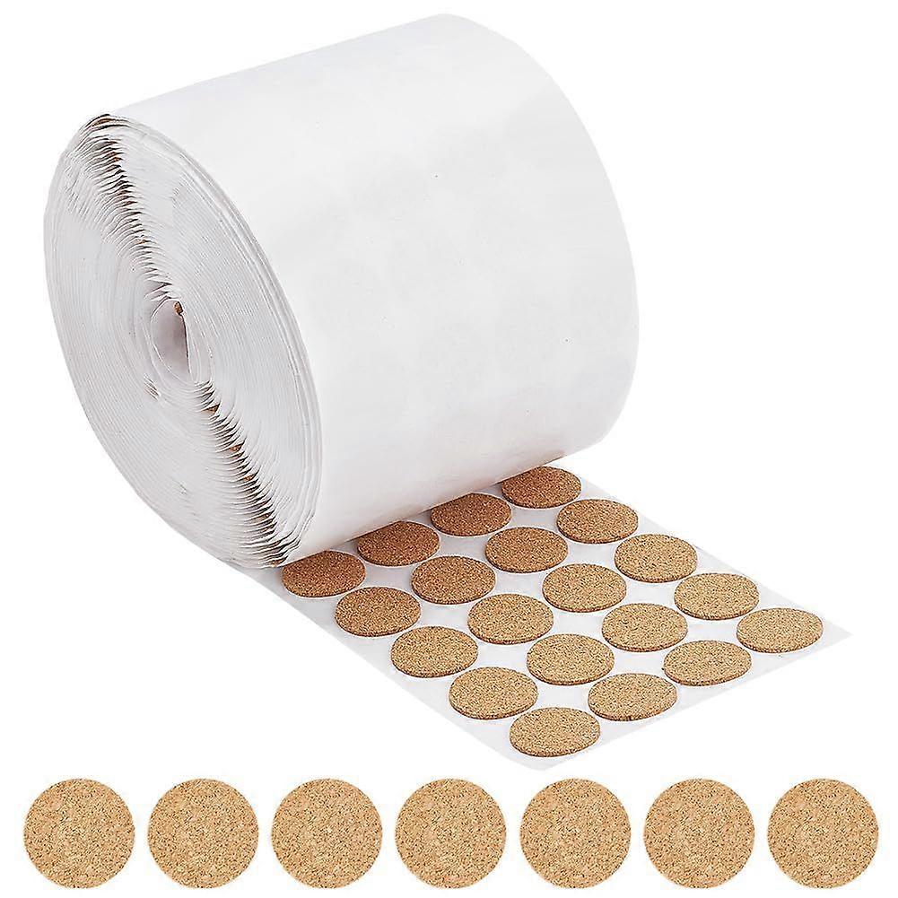 1400pcs 1x0.06 Inch Adhesive Cork Circles Flat Round Self-Adhesive Cork Round Dots Cork Mat for Cabinets Table Top Items Scratching Furniture Electron