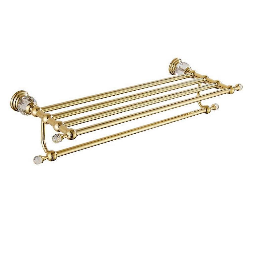 Wall Mounted Towel Rack Stainless Steel SpaceSaving Bathroom Shelf with Crystal Design