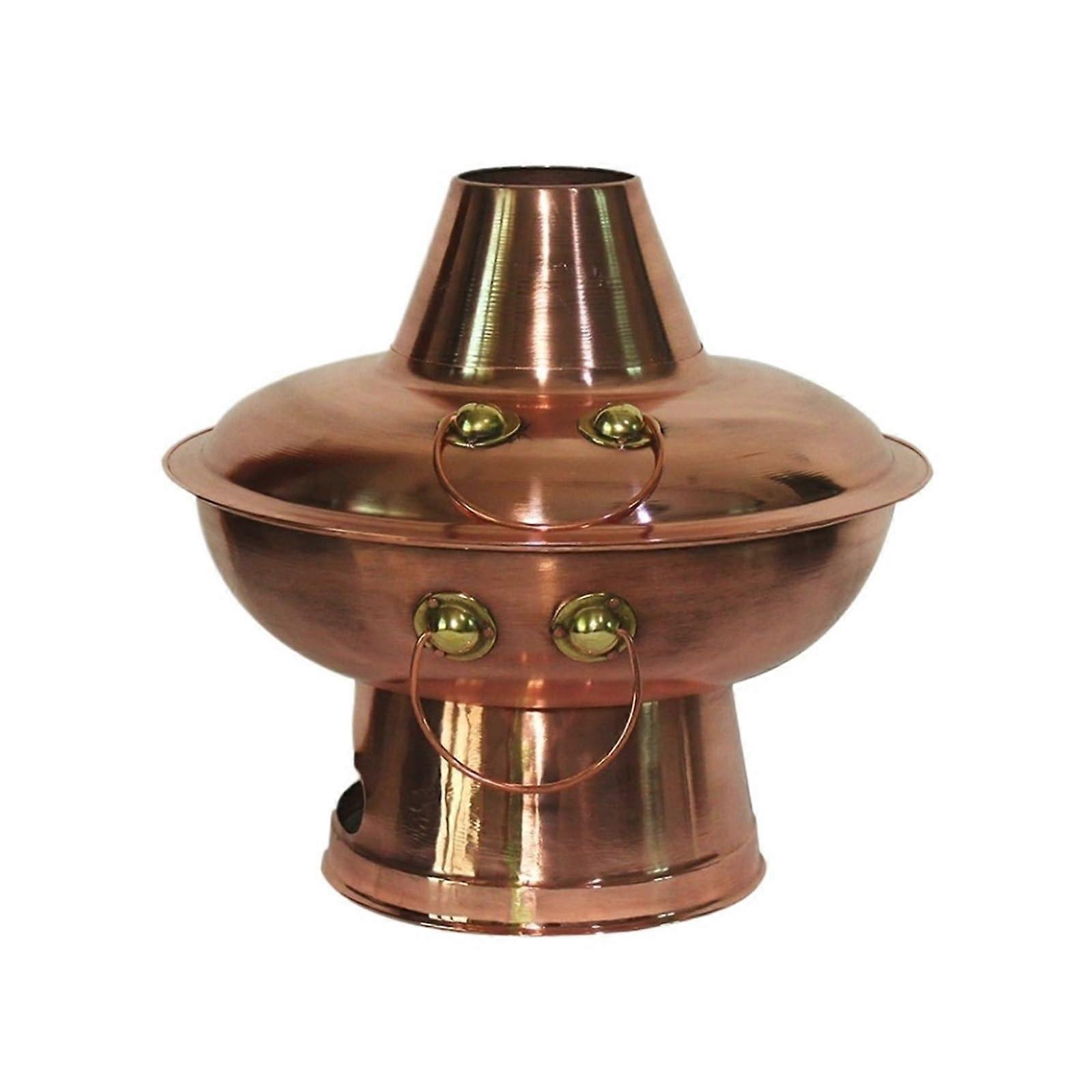 32cm Large Belly Copper Charcoal Hot Pot with 360° Heat Circulation and Efficient Heat Retention