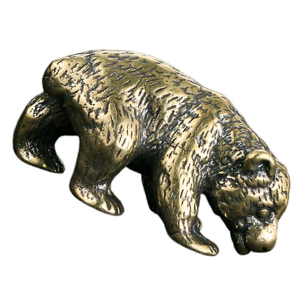 Vintage Brass Bear Statue for Decoration Solid Brass Miniature Ornament
