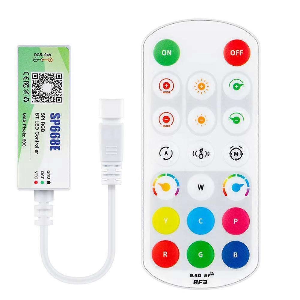 SP668E SPI RGB LED Controller 600 IC BT APP 2.4G RF Remote for WS2811 WS2812B DIY Dynamic Effect Pixels Strip Light