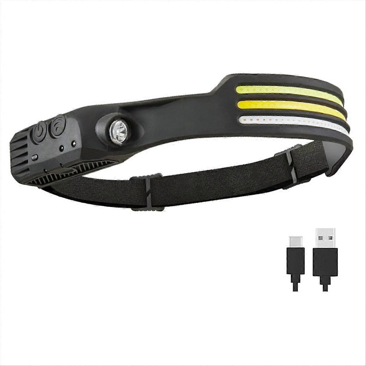 2PCS Hand Sweep Sensor Head Light COB LED Flashlight B