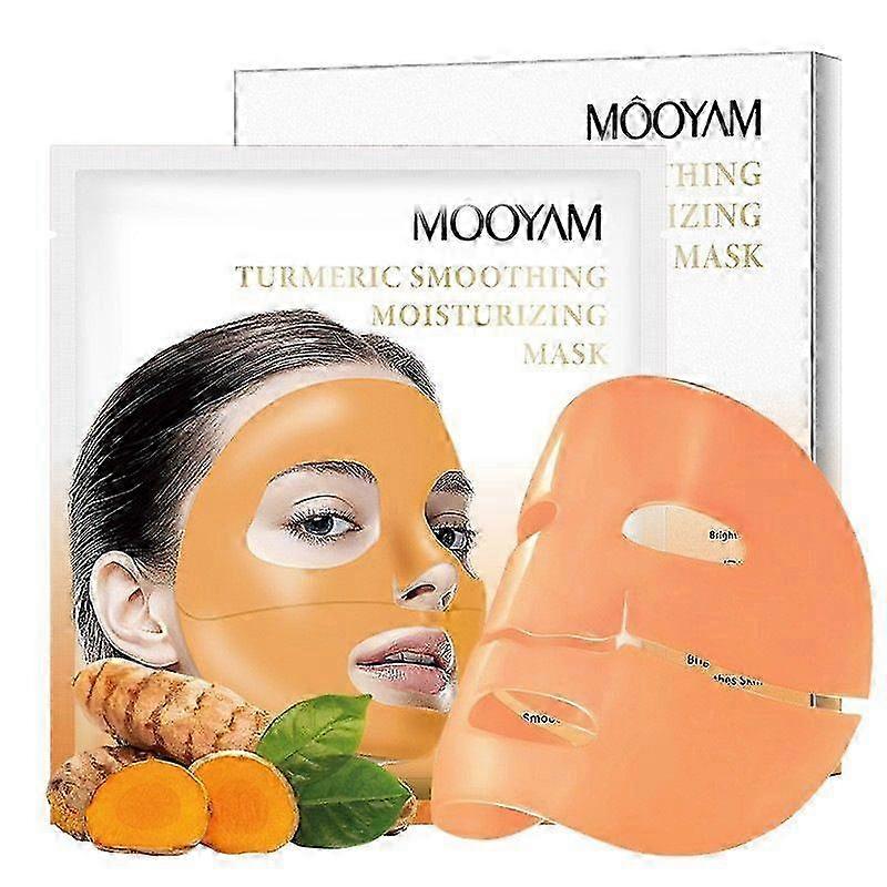 4Pcs Turmeric Collagen Face Mask - Smoothing & Moisturising Sheet Mask - Collagen Mask Anti-Wrinkle - Improves Dullness and Elasticity
