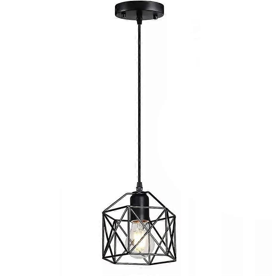Modern Black Geometric Pendant Light with Adjustable Height for Kitchen Island or Dining Room