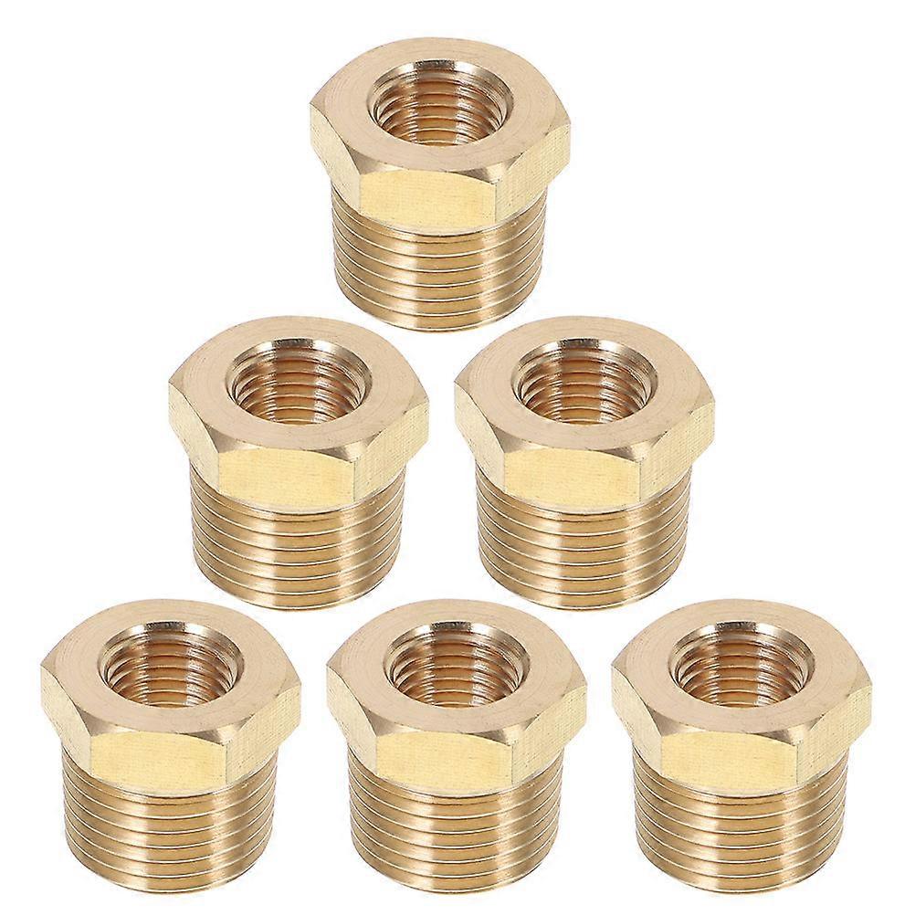 Hexagonal Copper Reducer Hose Bushing for Pipe Systems 6Pcs Threaded Adapter