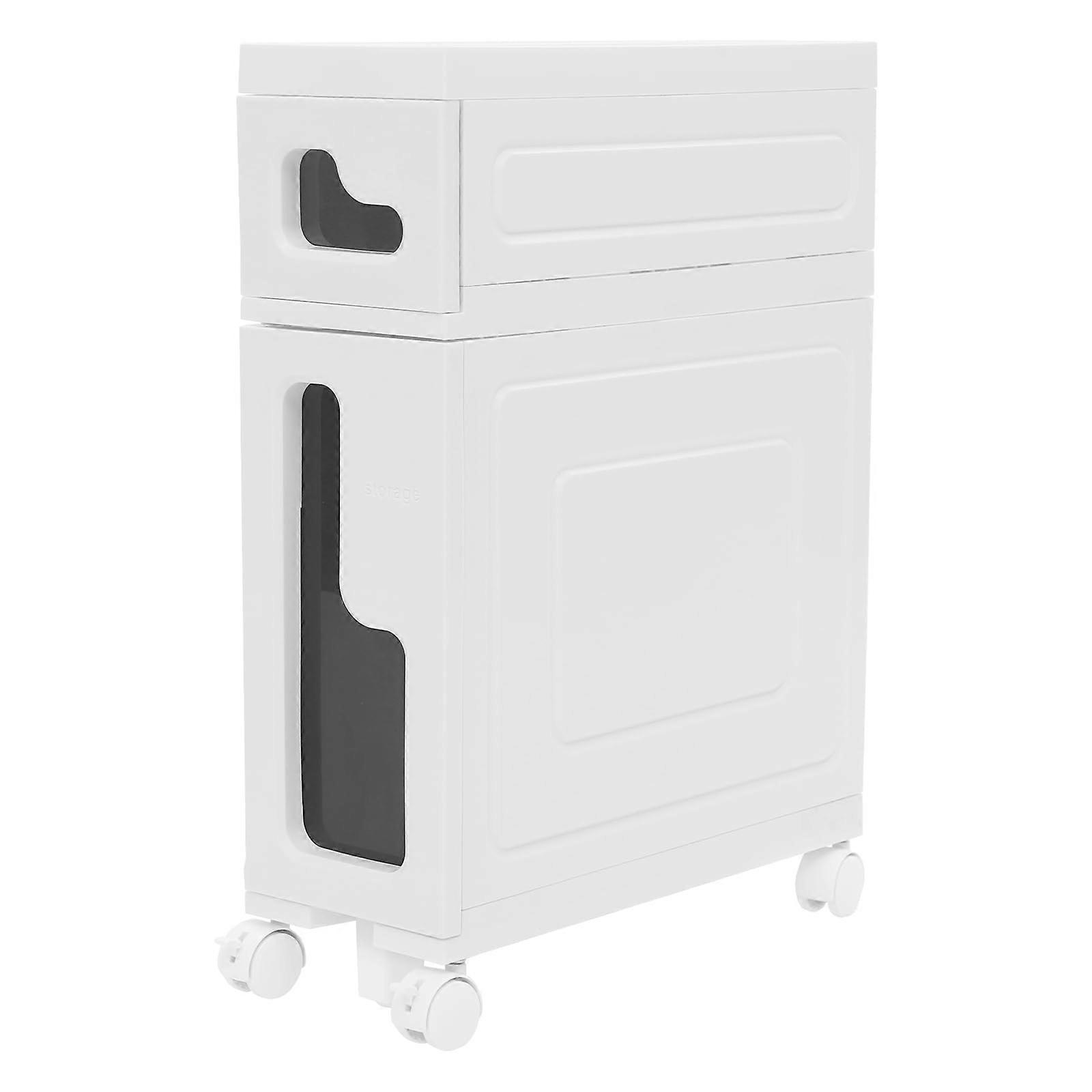 Bathroom Storage Cabinet with Wheels, Waterproof Over Toilet Organizer for Small Spaces 2Tier