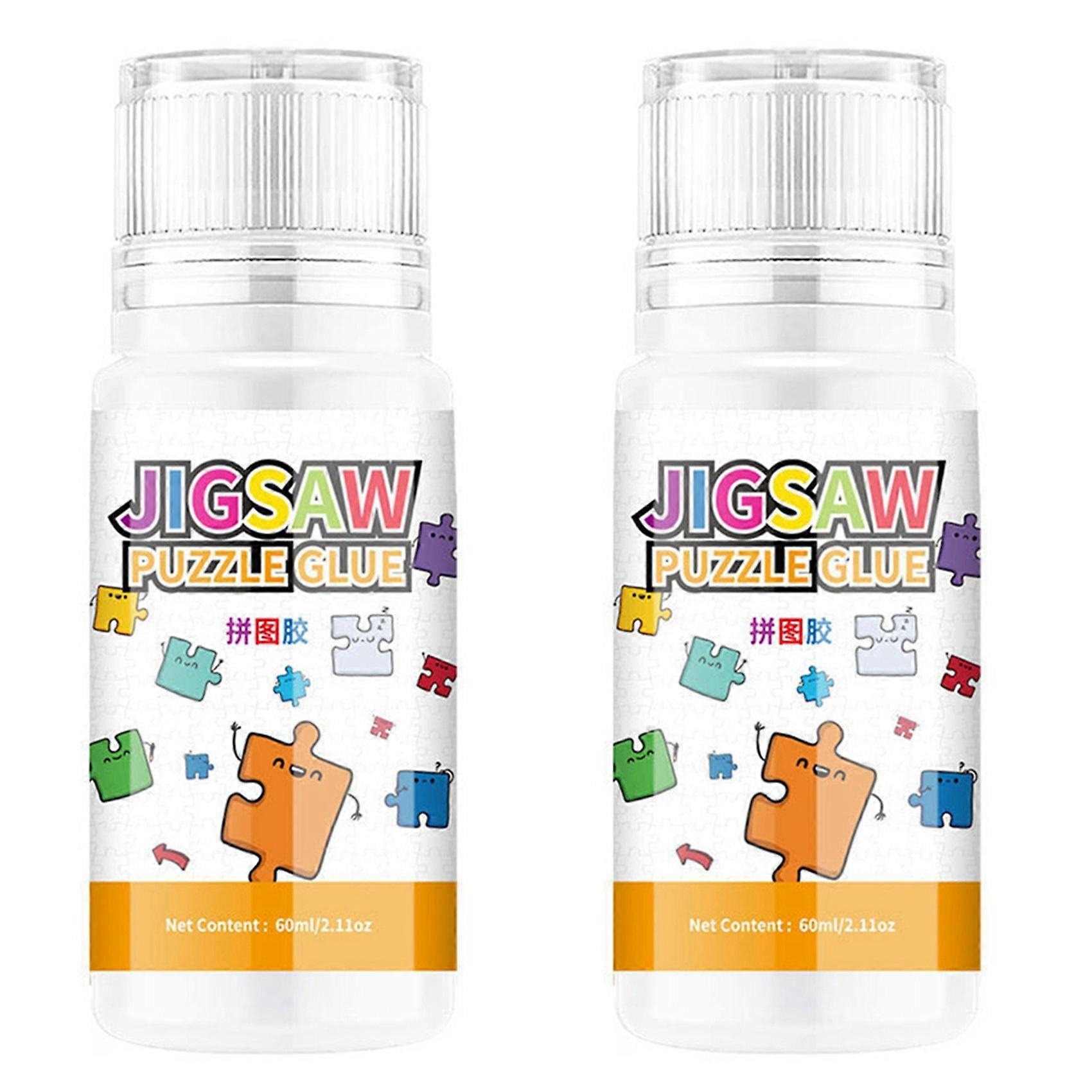 2X Jigsaw Puzzle Glue, 60ML Jigsaw Glue with Sponge Head, Non-Toxic and Quick Dry Puzzle Sealer