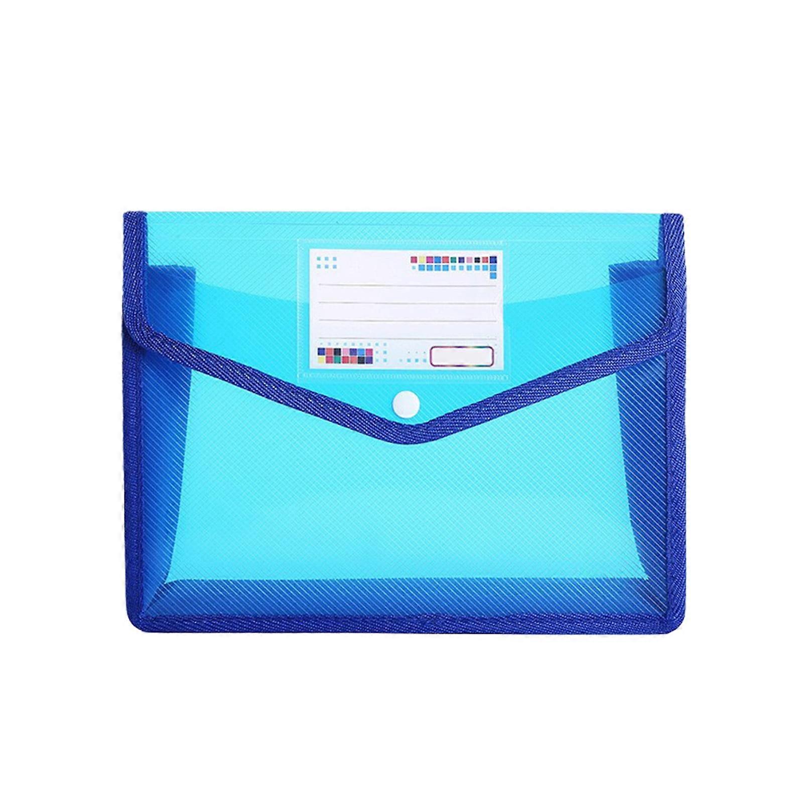 Expanding Clear Document Folders, Large Capacity Plastic Poly Envelopes with Label Pocket & Snap Button for Home, Work, Office, Letter/A4 Size (Blue)