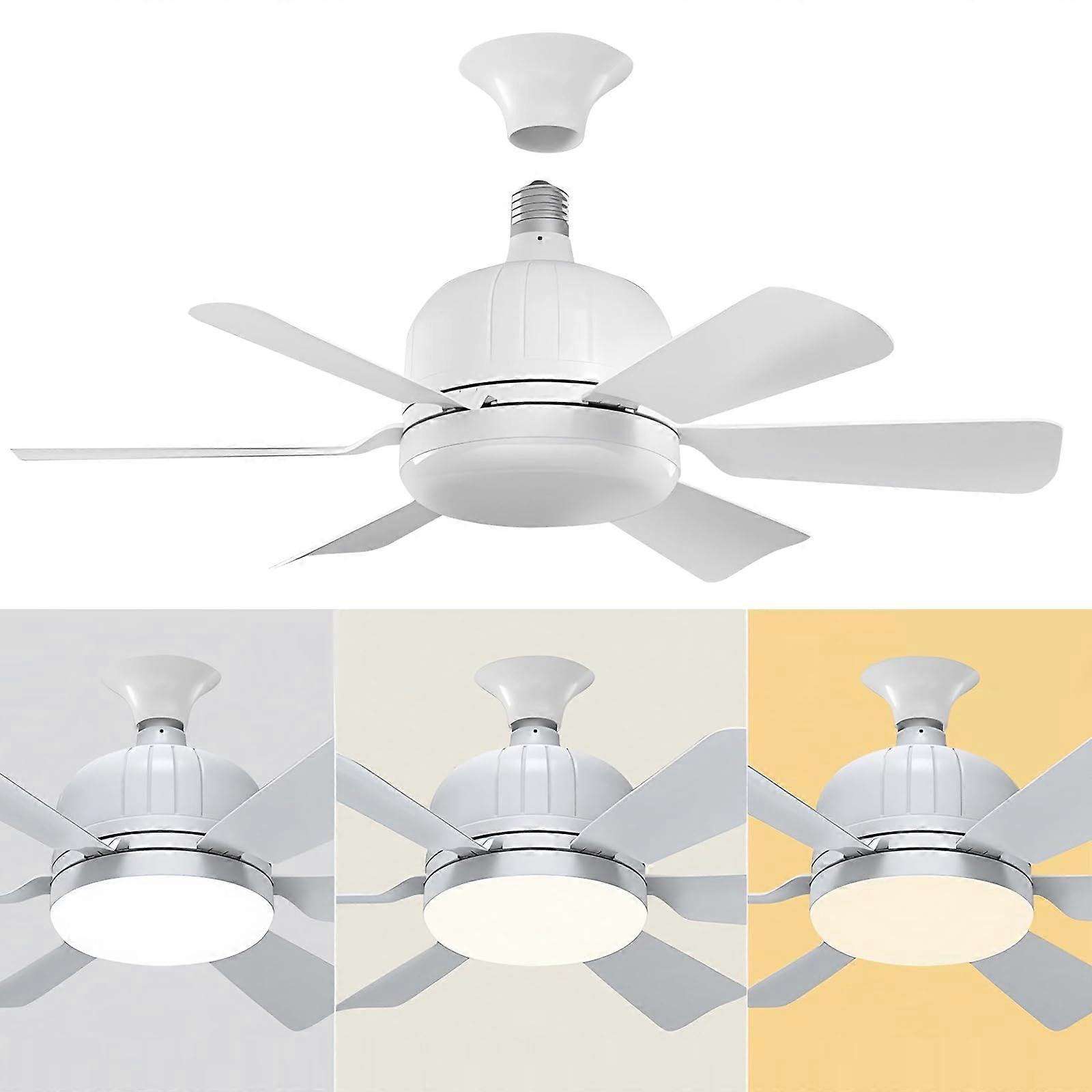 Ceiling Fan with Light and Remote Control, Dimmable LED, 3 Speeds, 6 Blades, White for Bedroom