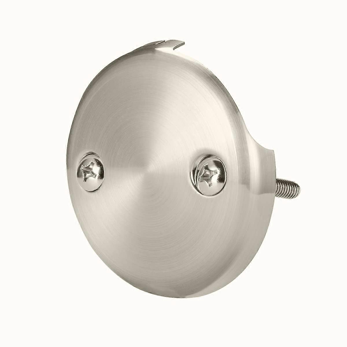 Bathtub Overflow Drain Cover Brushed Nickel 2Hole Universal Fit RustResistant Zinc Plate