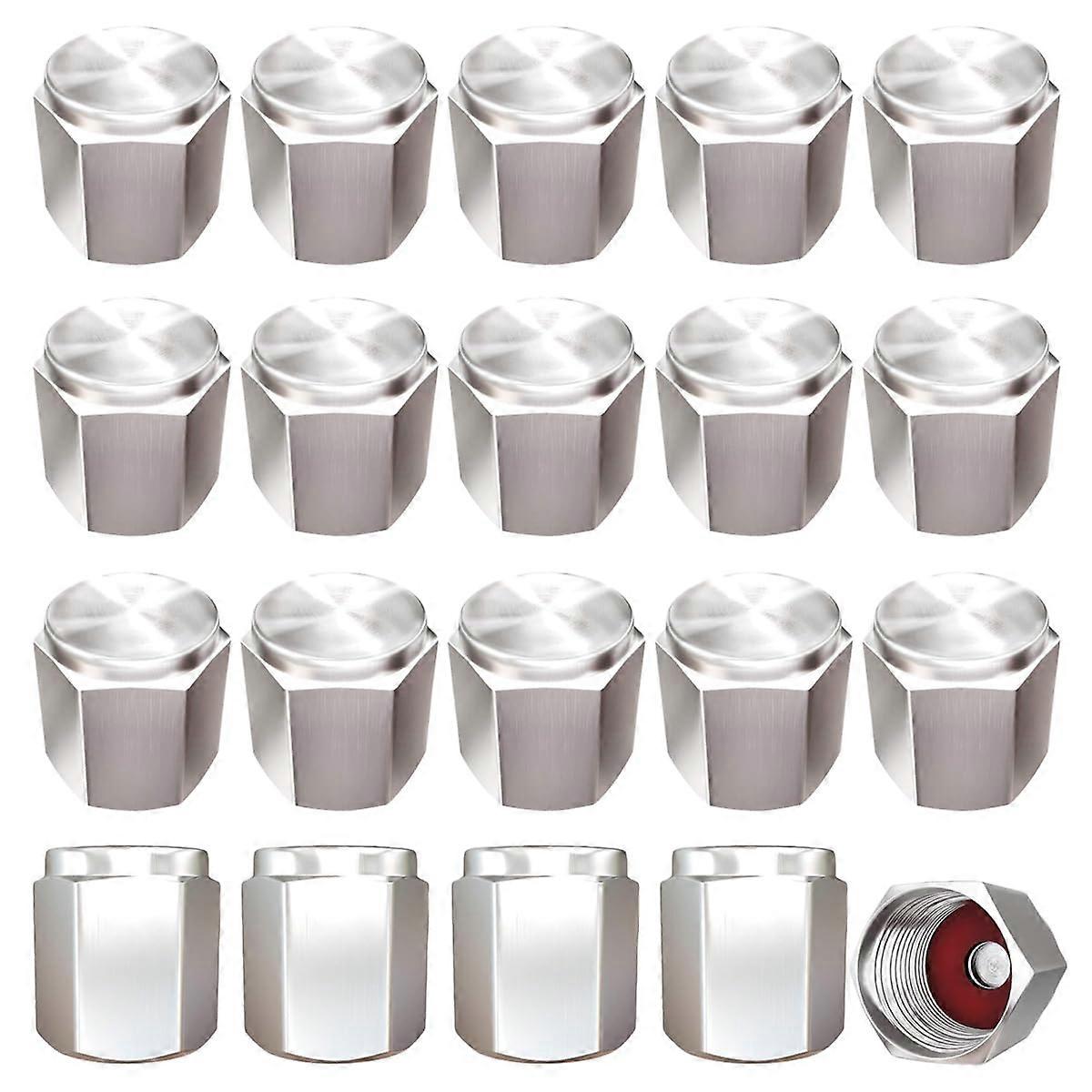 20PCS Brass Tire Valve Caps with Rubber ORing, Hexagon Dustproof LeakProof Universal Fit