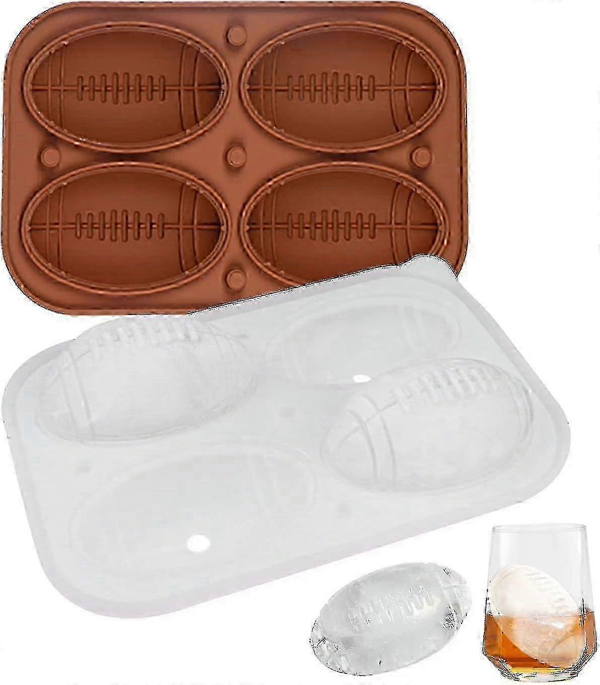 Oval Silicone Ice Cube Mold with Clear Funnel-type Lid for Rugby Shape