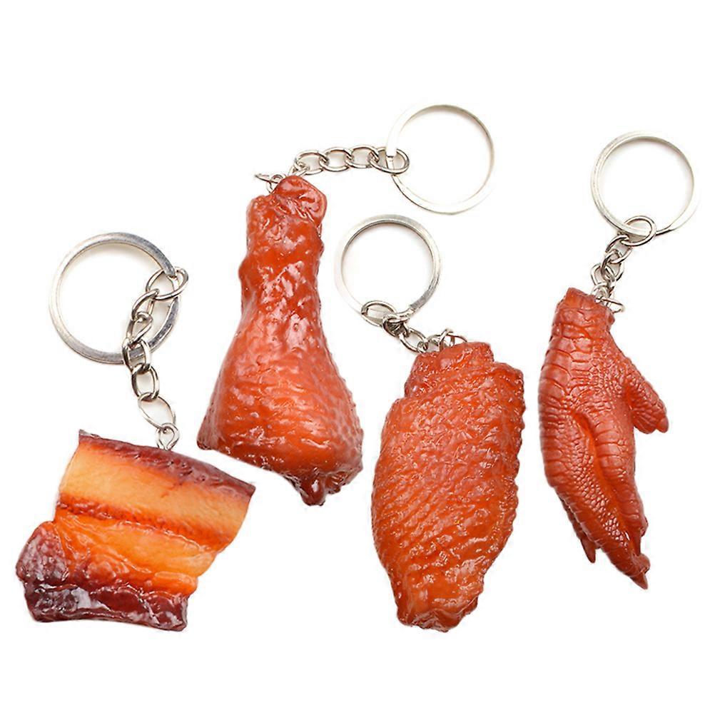 Creative Simulation Food Key Holder for Decoration 4Pcs PVC Keychains