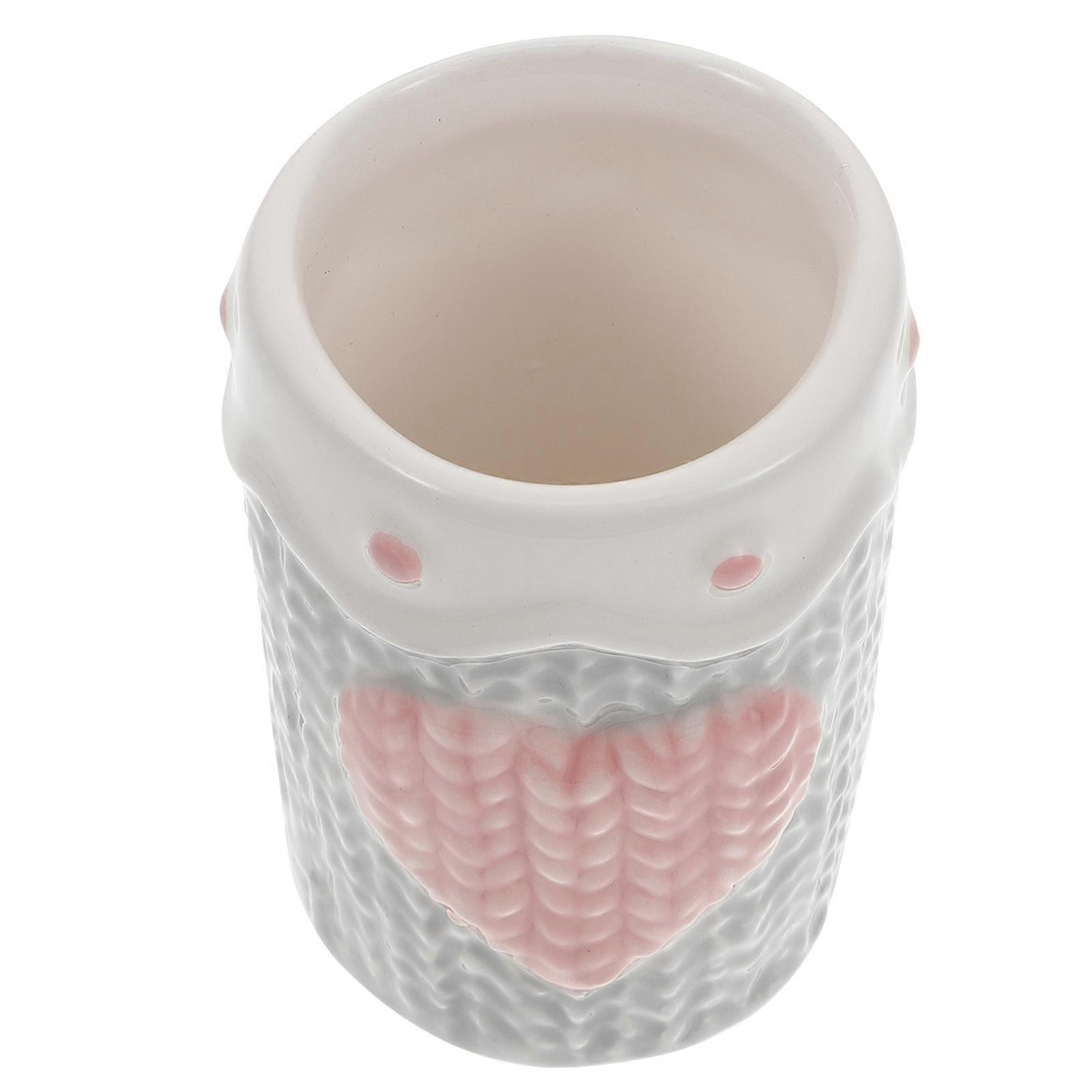 Ceramic Toothpick Jar for Storage Use 1Pcs Heart Design Light Grey