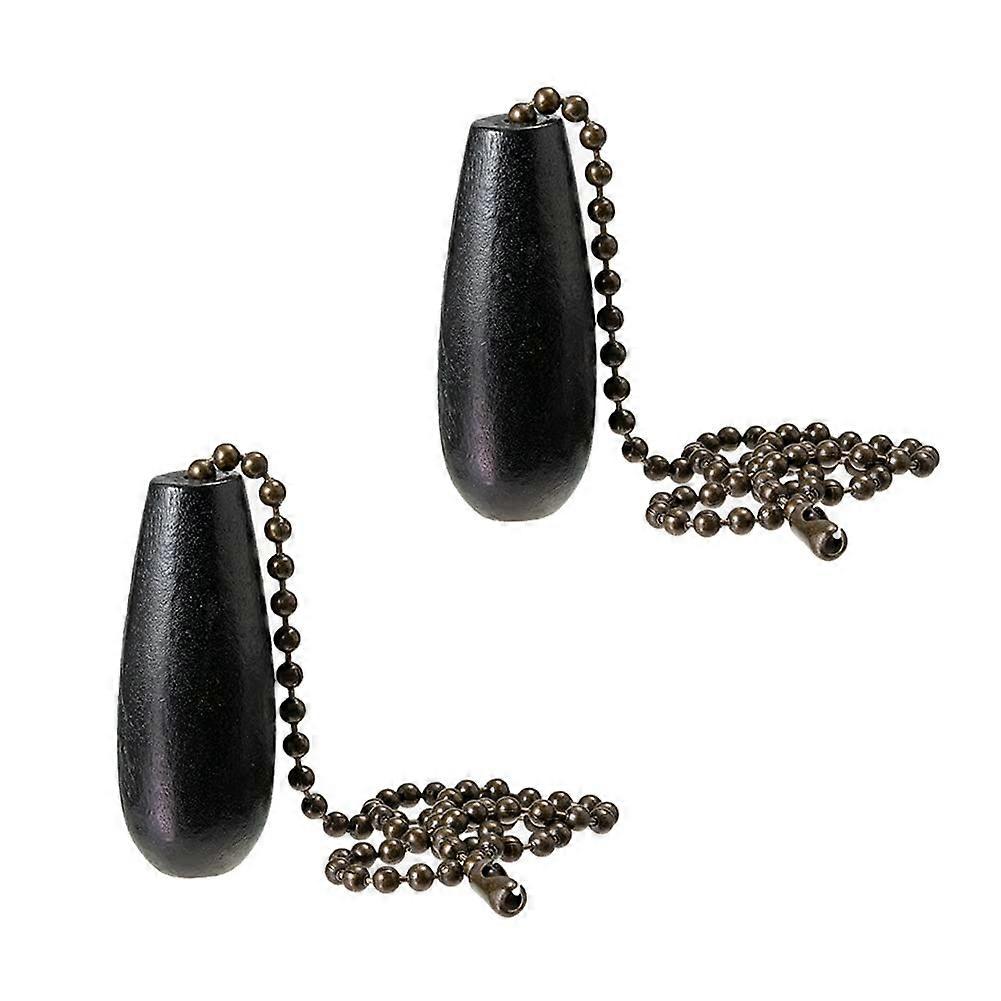 2Pcs Wooden Ceiling Fan Pull Chain Extender with Black Beads and Adjustable RustResistant Design