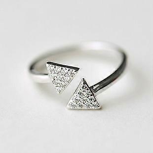 Open Ring, 925 Sterling Silver Double Triangle Zircon Inlaid