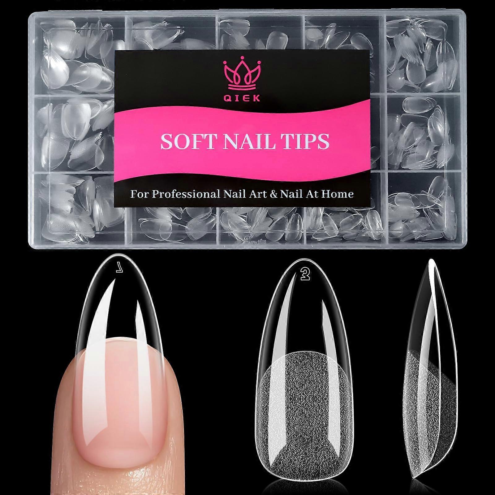 Medium Almond Press On Nail Tips 240pcs Clear Half Matte False Nails 15 Sizes Long Lasting Durable