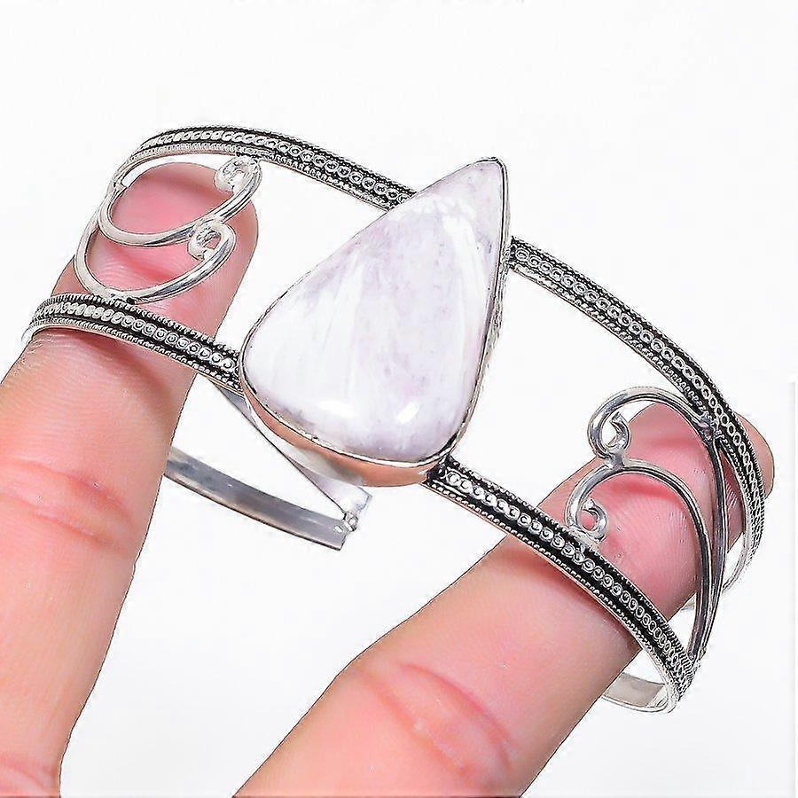Natural Rose Quartz Gemstone 925 Sterling Silver Cuff Bangle Adjustable s7F33
