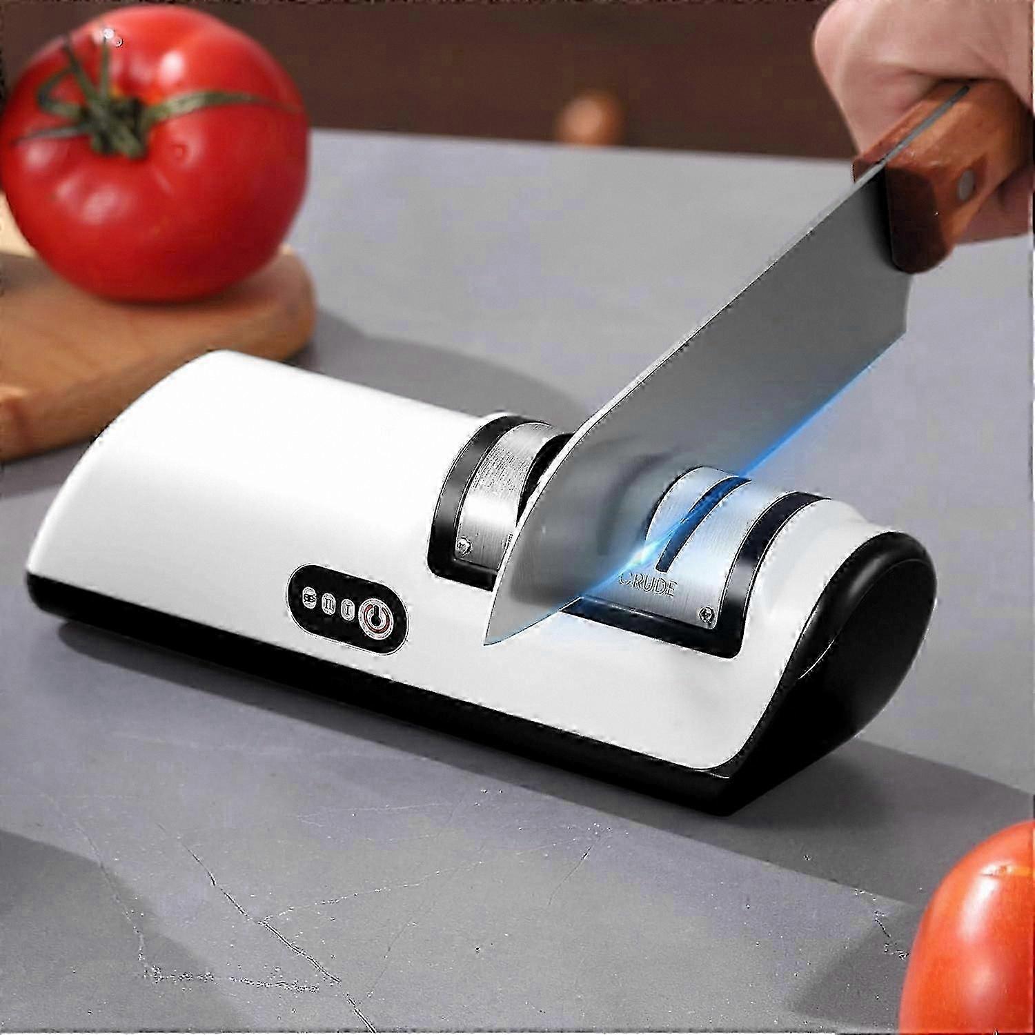 2-Stage Electric Knife Sharpener for Kitchen Use, Quick Sharpen and Polish Function, Easy to Operate