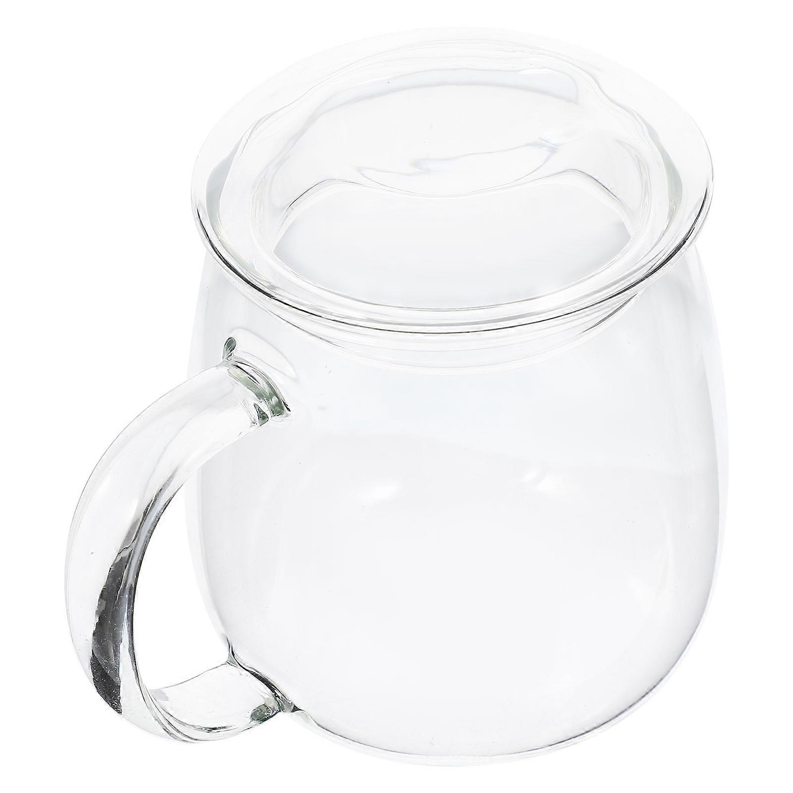 Glass Water Cup Covered Transparent for Storage 2Sets Clear Milk Cups