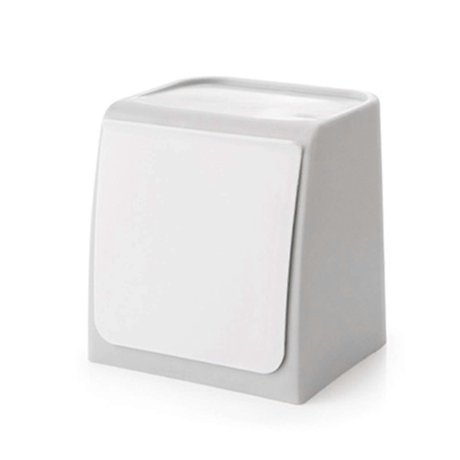 Wall Mounted Kitchen Trash Can with Lid, Compact Plastic Countertop Bin for Bathroom, Gray