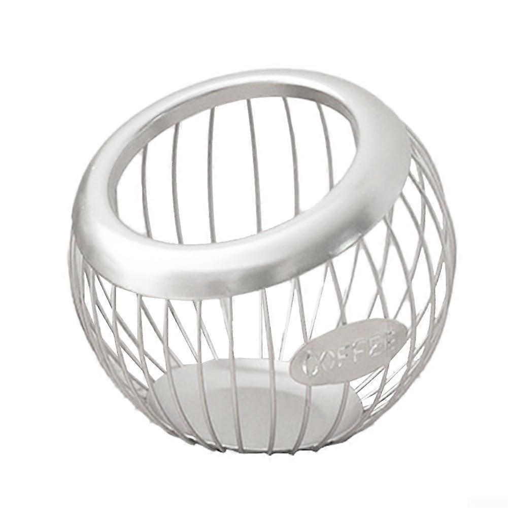 Coffee Pod Holder Rustproof Iron Large Capacity Countertop Coffee Capsule Organizer White