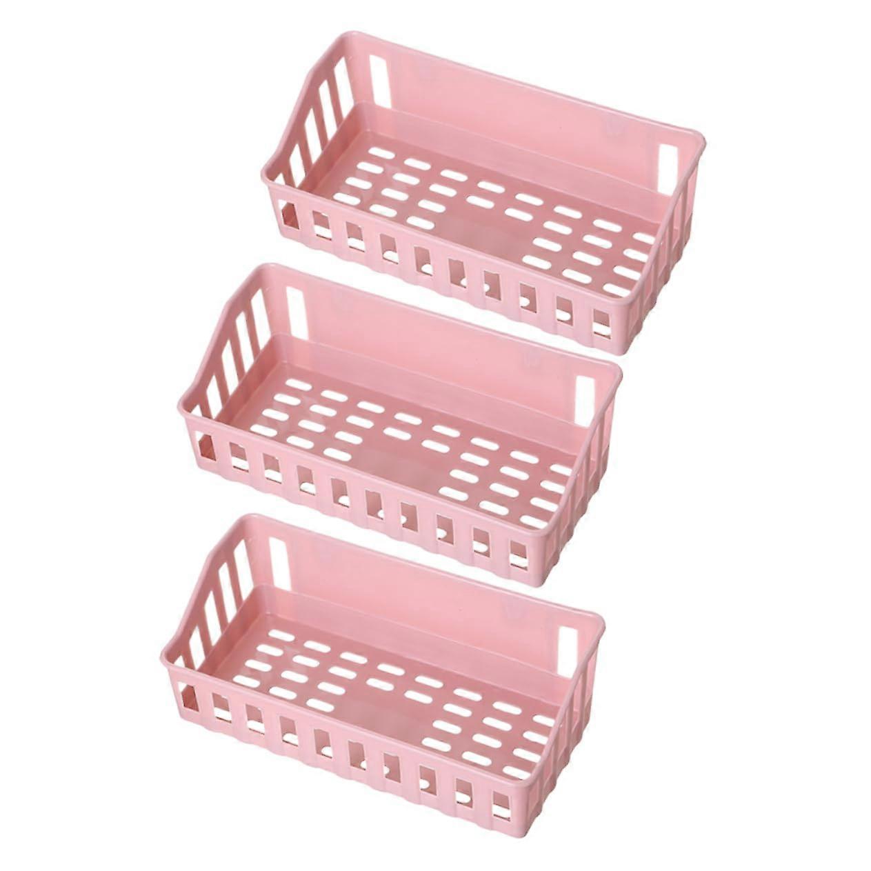 Bathroom Wall Organizer 3pcs Set with Strong Suction Mount, SelfDraining Shower Storage Rack, Pink