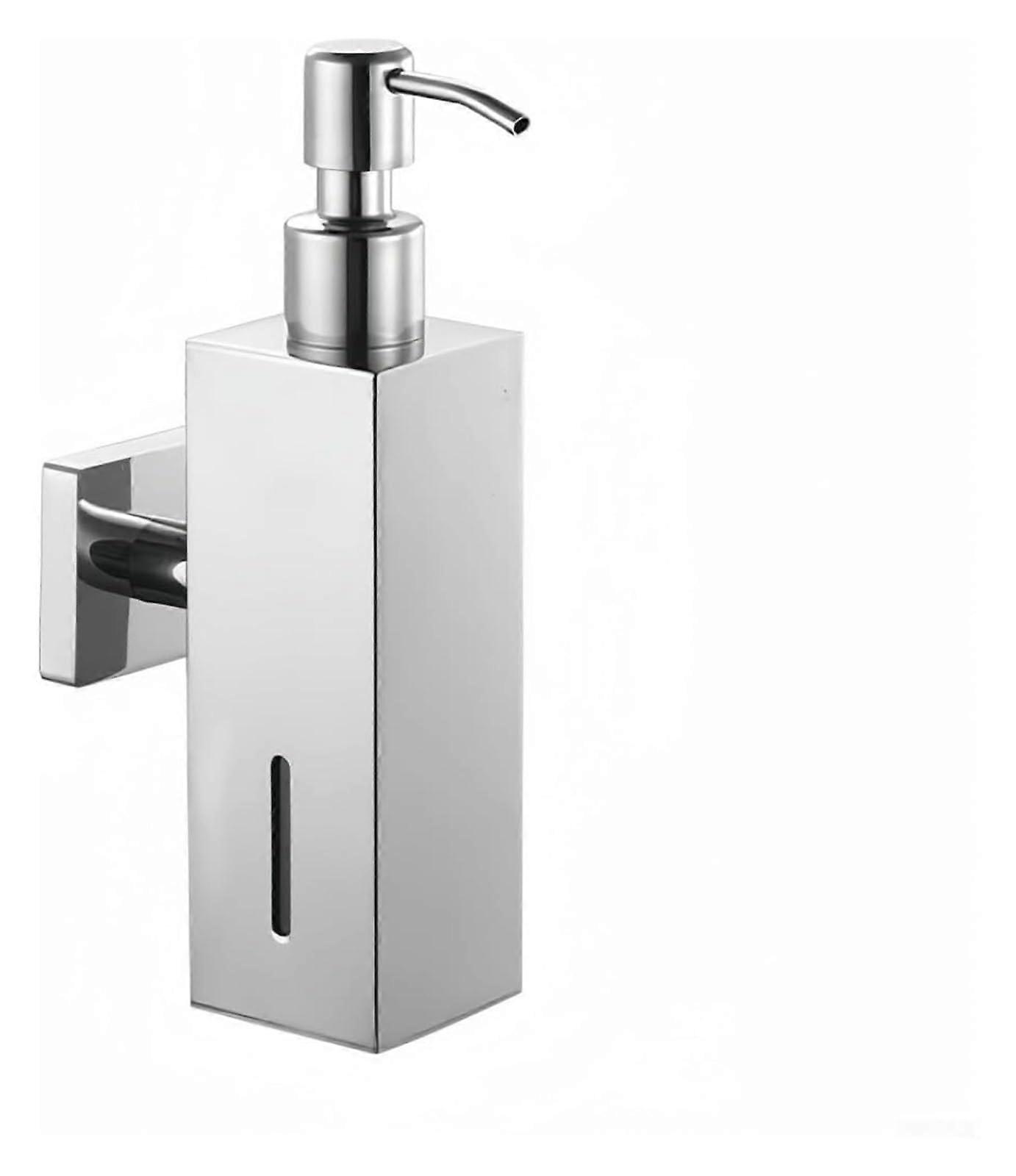 Wall Mounted Stainless Steel Soap Dispenser Silver Glossy RustResistant Bathroom Push Type
