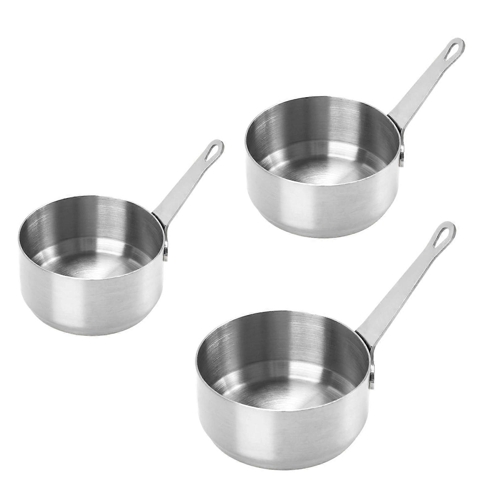 3Pack Stainless Steel Sauce Cups with Handle, Small Medium Large Nesting Dipping Bowls Set