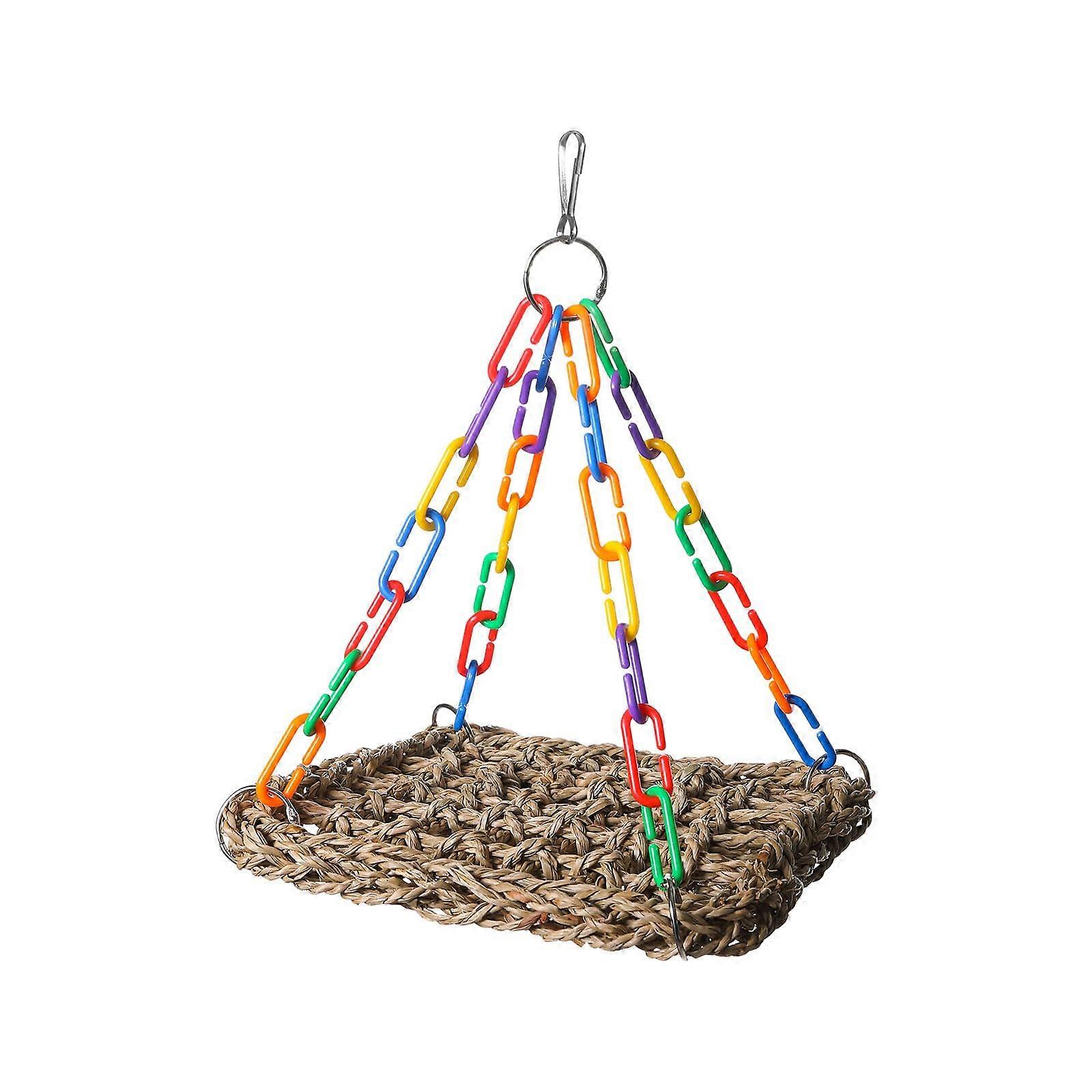 Bird Hammock Breathable Grass Weave Parrot Cage Hammock for Small Bird Climbing and Resting