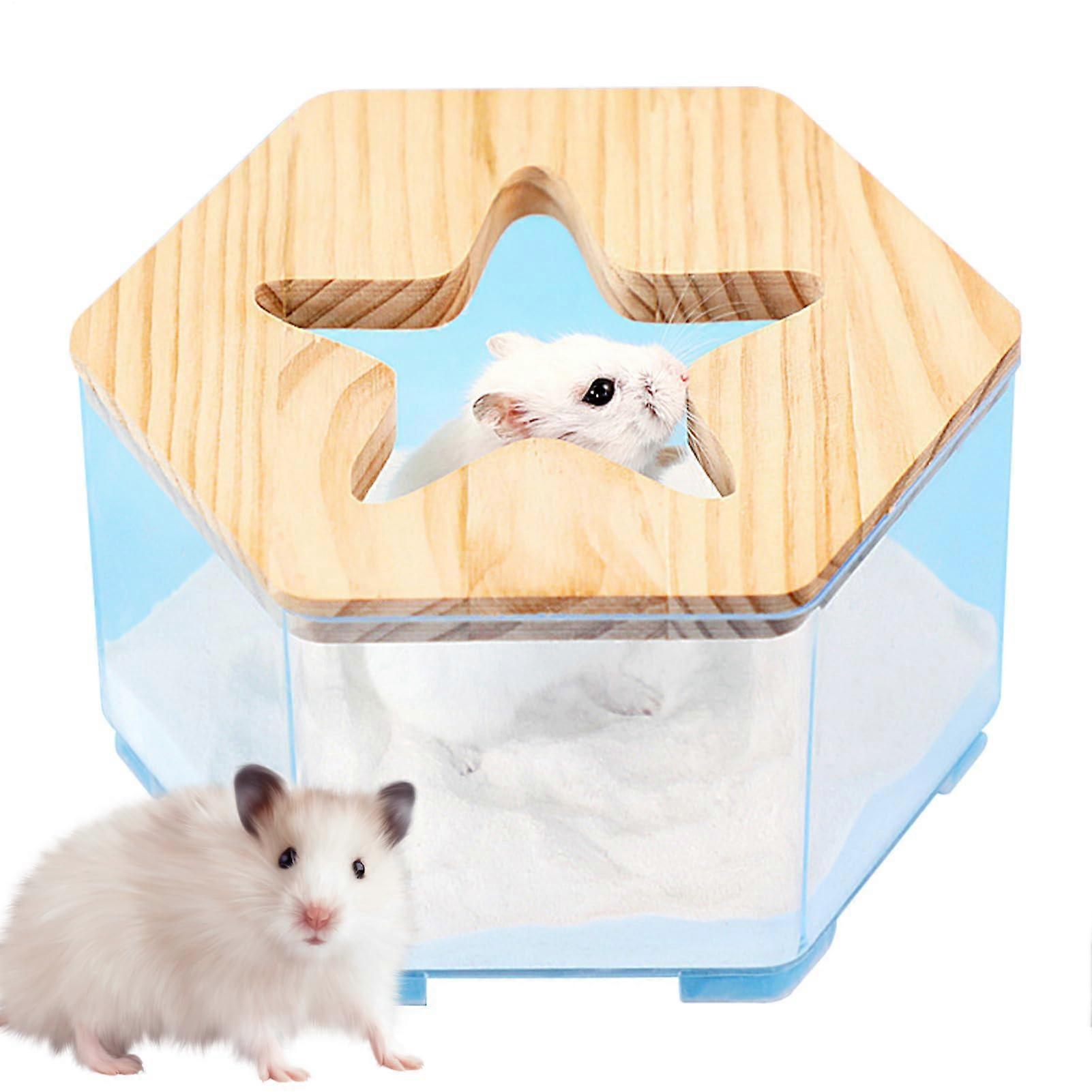 Hamster Sand Bath Box with AntiSplash Design, EasyClean Container for Small Pet Bathing and Play
