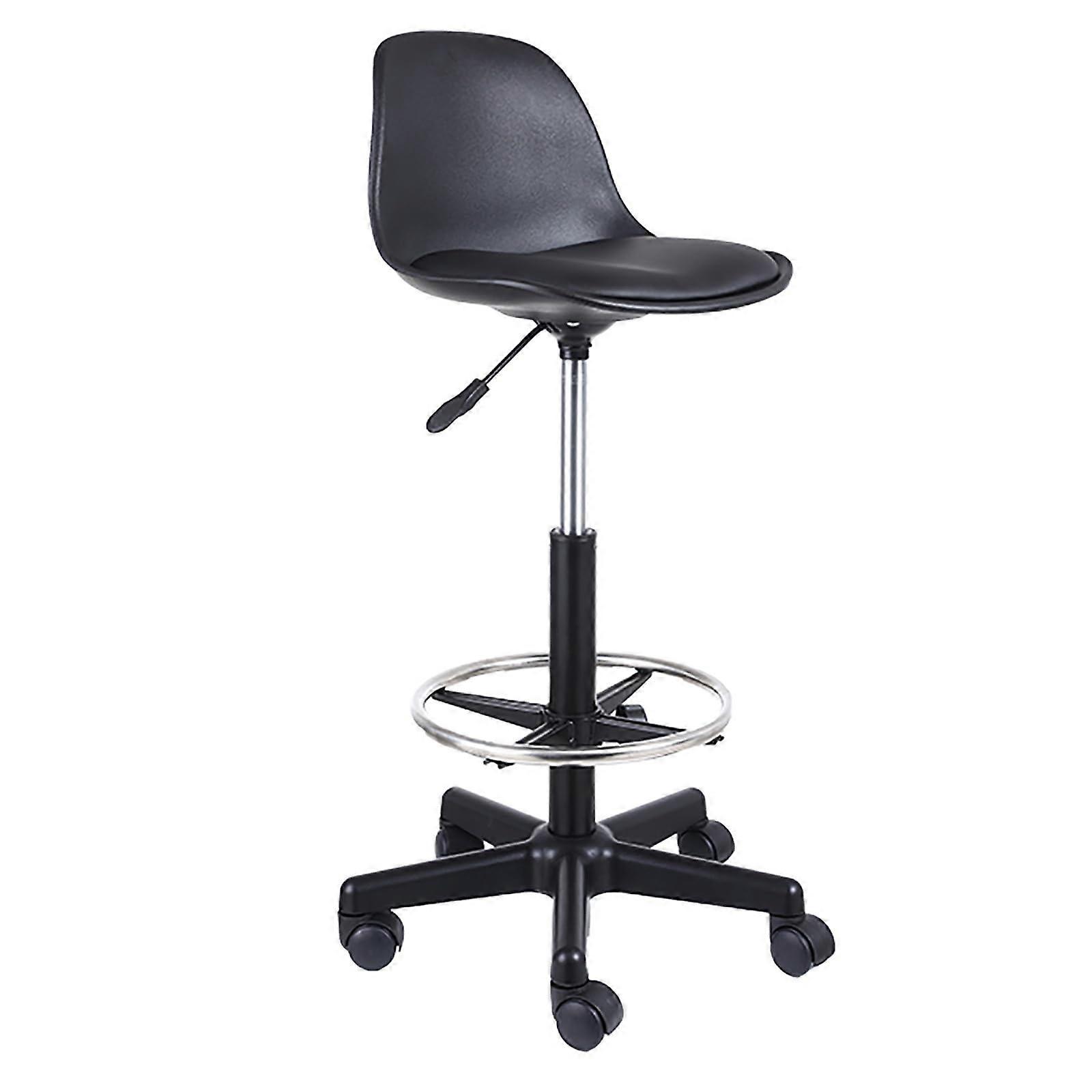 Adjustable Swivel Salon Stool with Backrest PU Leather Rolling Chair for Spa Barber Drafting Work