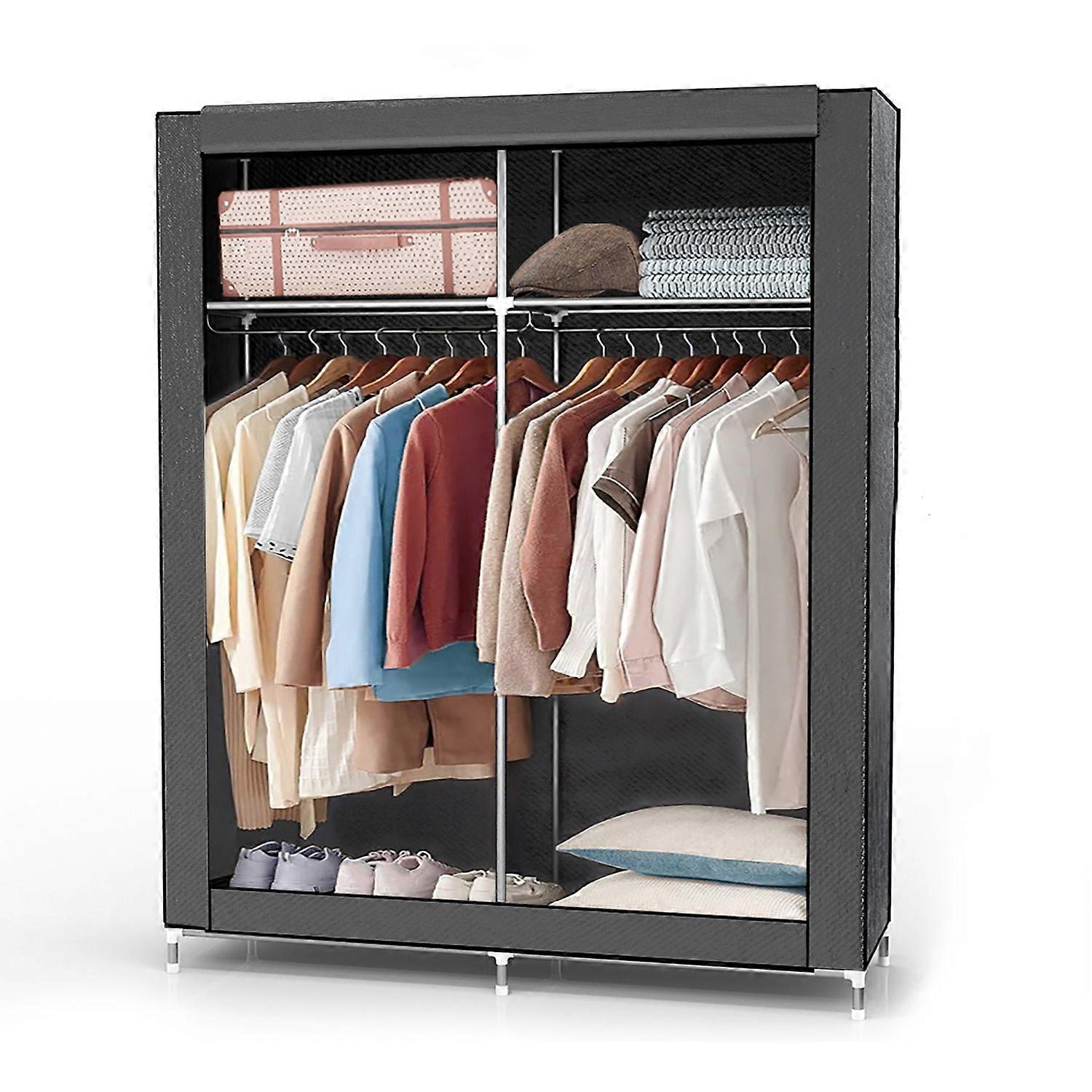 Folding cabinet 108x45x107 cm - Cabinet with zipper made of fabric Wardrobe with clothes rail, side pocket and compartments