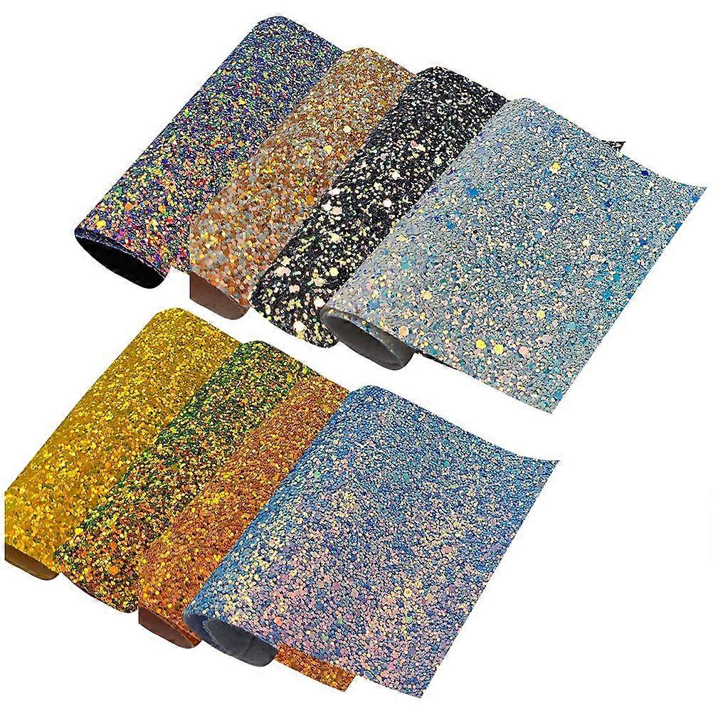 8Pcs Faux Leather Sheet Printed Leather Sheets Glitter Dotted Pattern for DIY (Assorted Color)