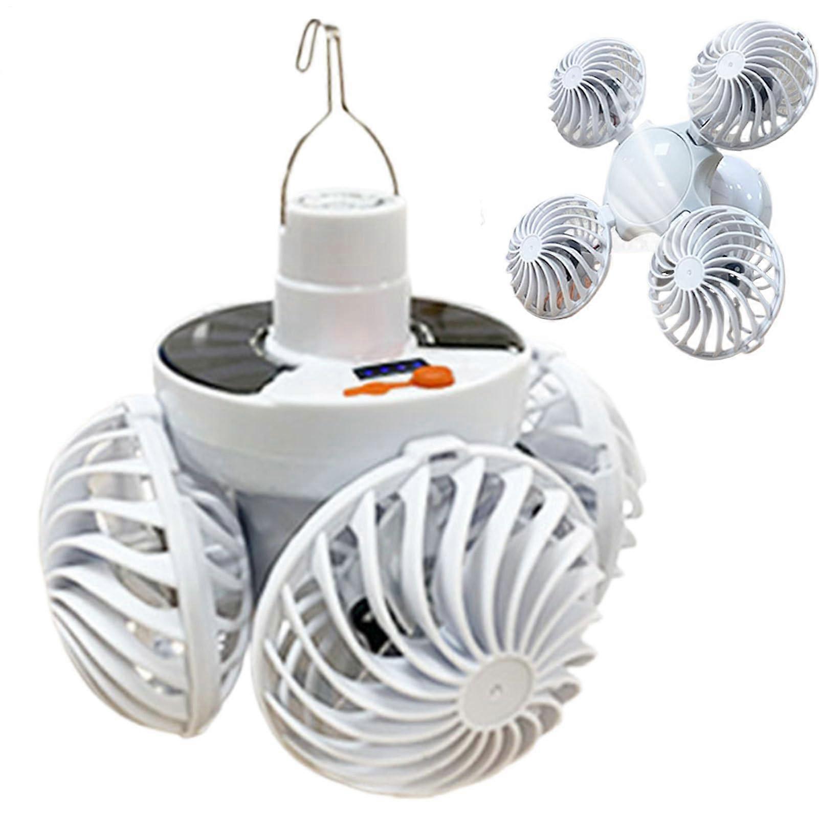 Solar Ceiling Fan with Light for Patio, Foldable Hook Design, Quiet Airflow, Solar Energy Storage
