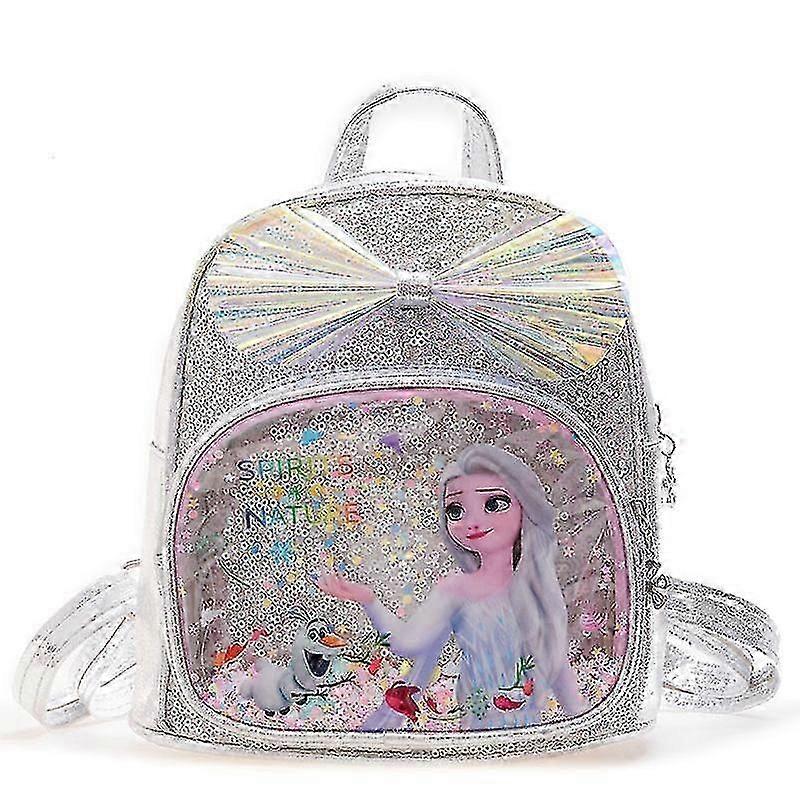 Elsa Anna Frozen Sequins Backpack: Glitter School Bag for Girls, Kawaii Fashion with Pu Leather & Travel-Style