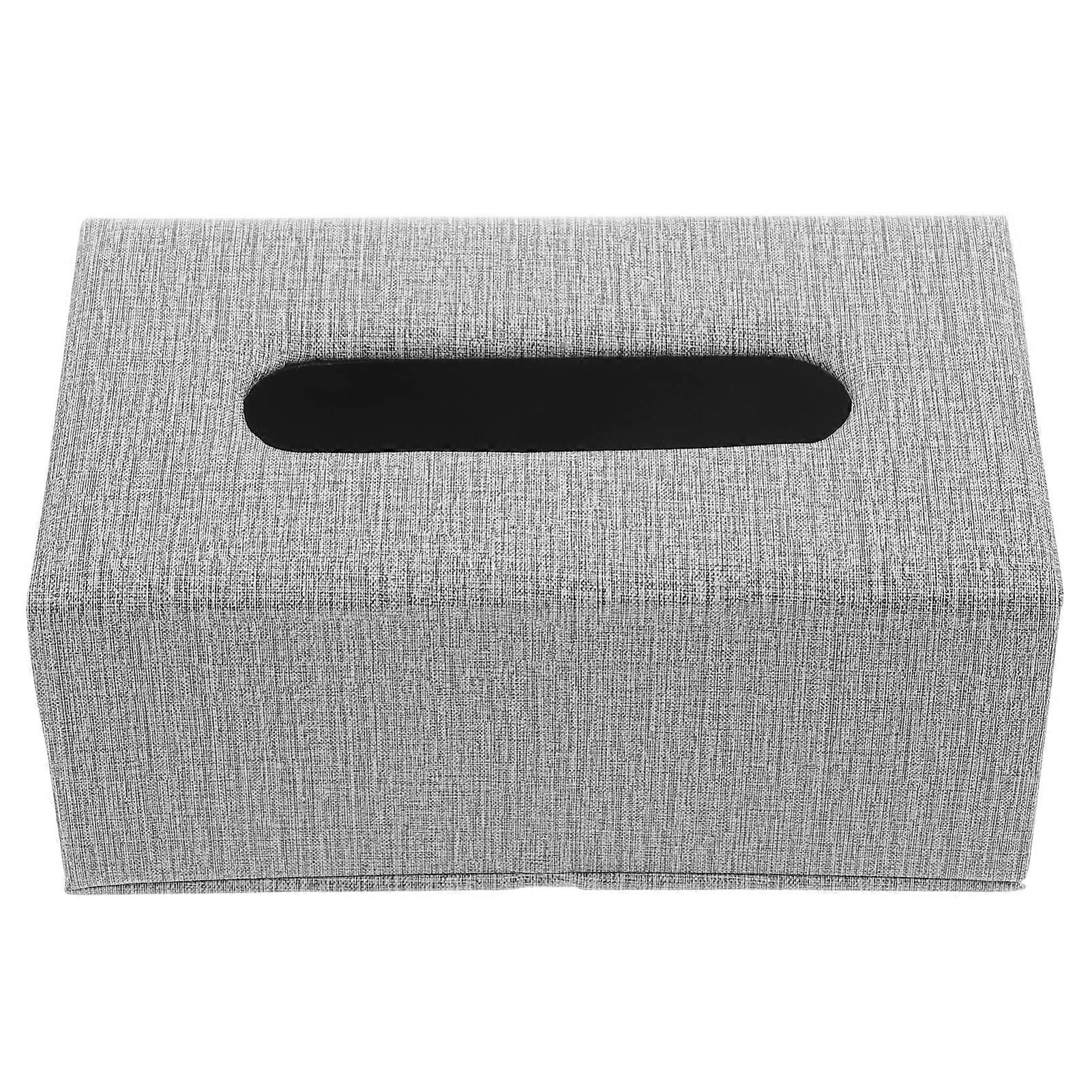 PU Leather Tissue Box Cover Large Capacity Modern Rectangular Holder for Bathroom Home Office Grey