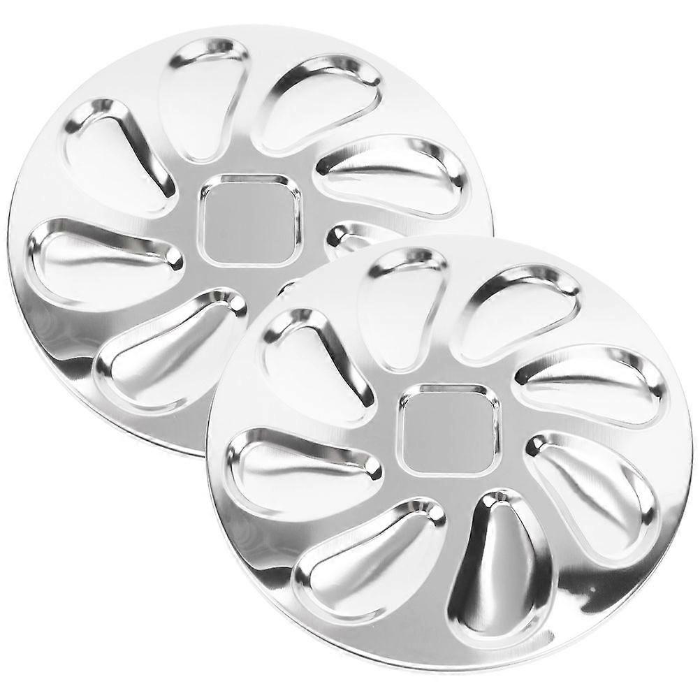 2Pcs Multi-function Oyster Trays Convenient Serving Plates Stainless Steel Serving Trays Kitchen Accessory